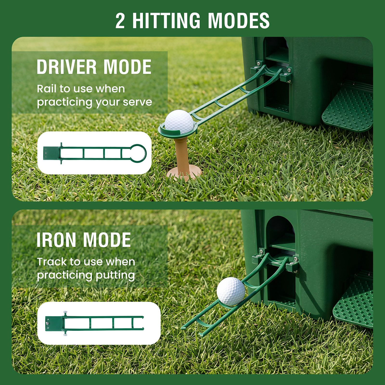 SUGIFT Green Golf Ball Dispenser with 6-Club Holder and Auto Tee-Up 17-in W 13.5-in D 12-in H 50-Ball Capacity
