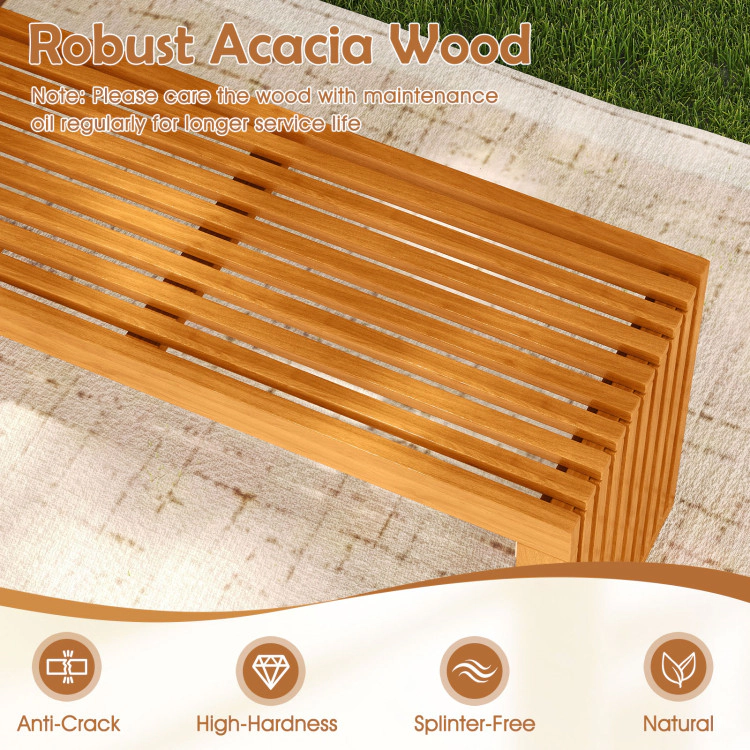 Hivvago 36 Inch Patio Bench All-Slat Acacia Wood Loveseat
