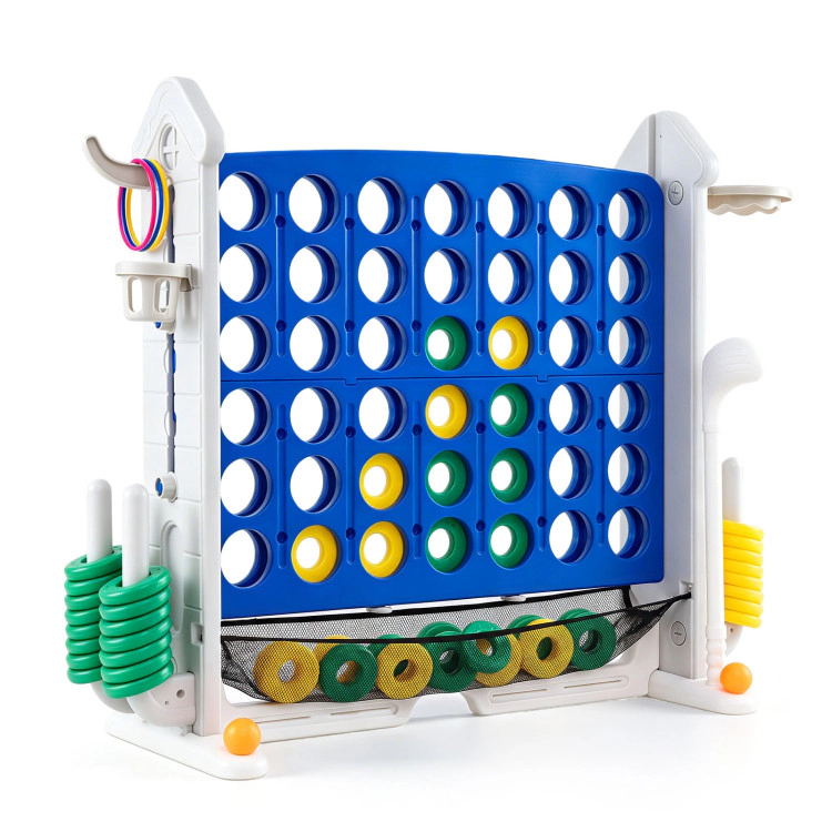 Hivvago 4-in-1 Height Adjustable Row Connect Game with Mesh Net and Carrying Bag