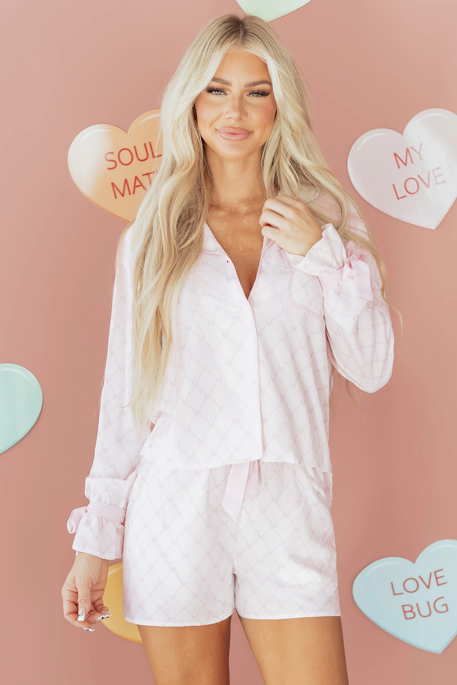 Threaded Pear Women's Talia Ties 2pcs Pajama Set