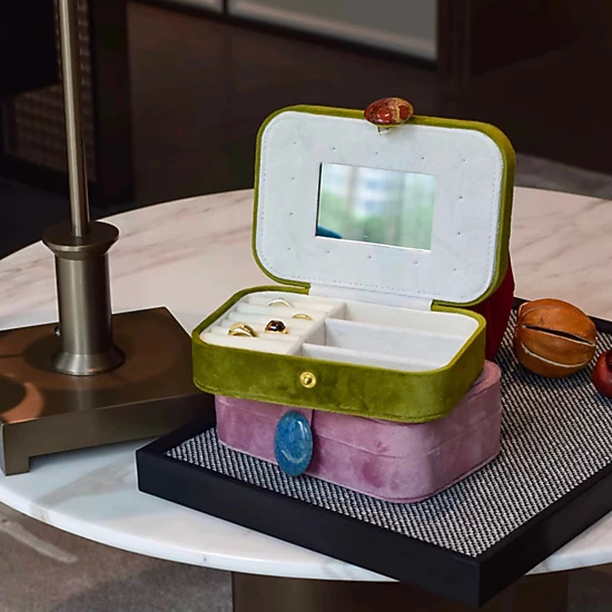 Inspecial Home Vintage Pebble Jewelry Storage Case