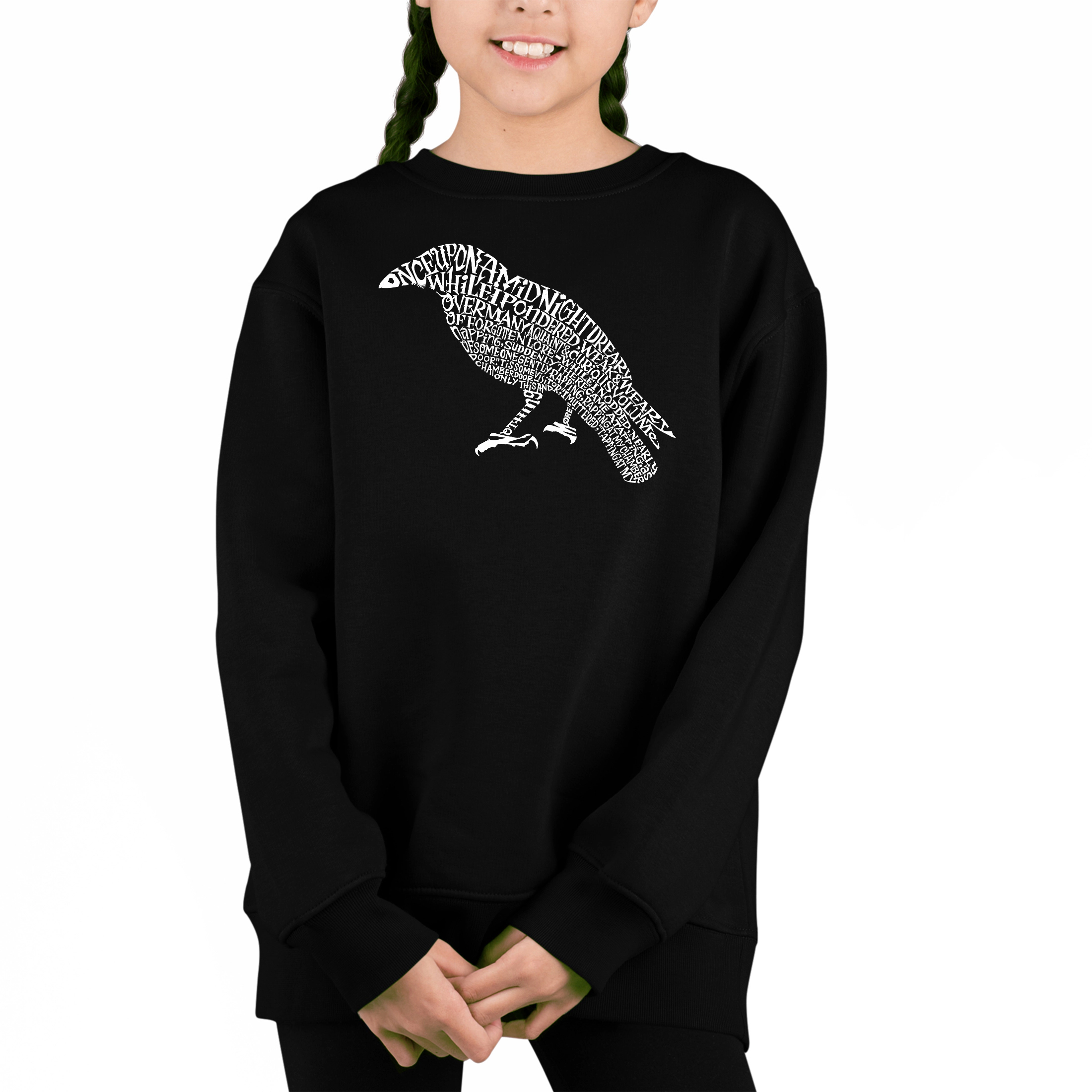 LA Pop Art Girl's Word Sweatshirt - Edgar Allen Poe's The Raven