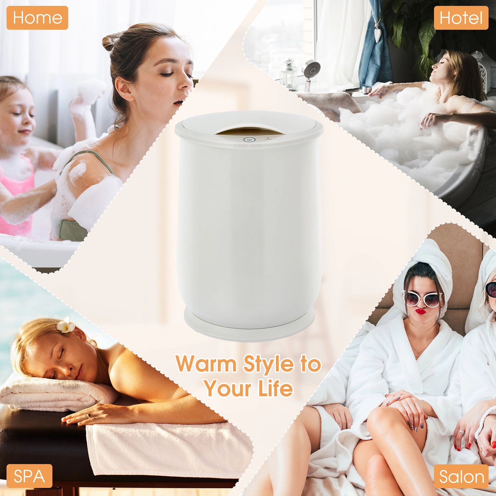 SlickBlue 21L Portable Towel Warmer with Flip-Top Lid and Fragrance Holder