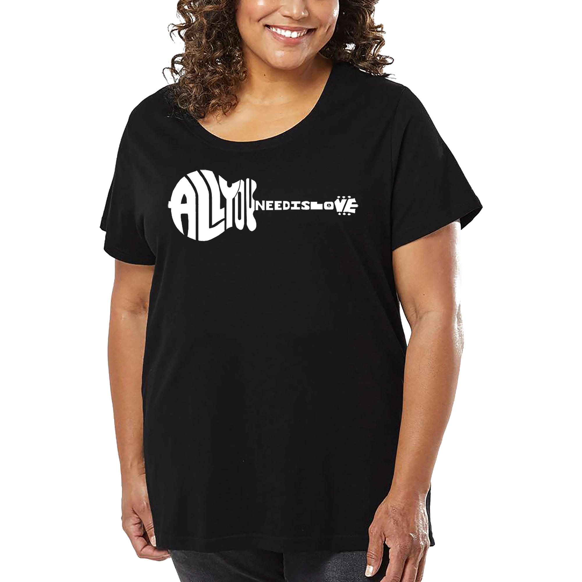 LA Pop Art Women's Plus Word T-Shirt - All You Need Is Love