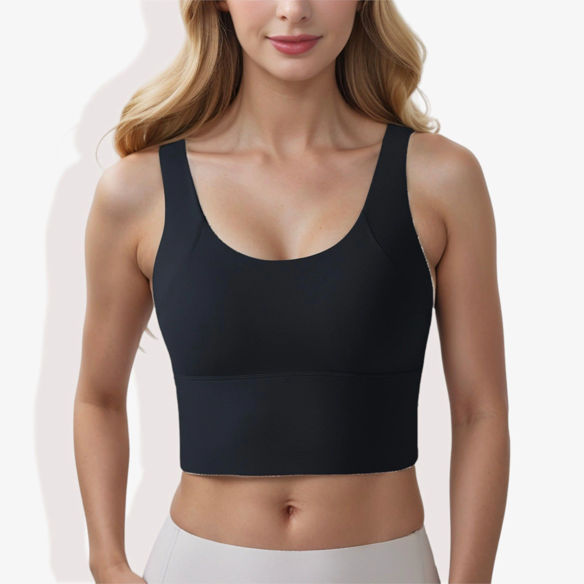Anna-Kaci Womens Longline Scoop Neck Wide Strap Sports Bra