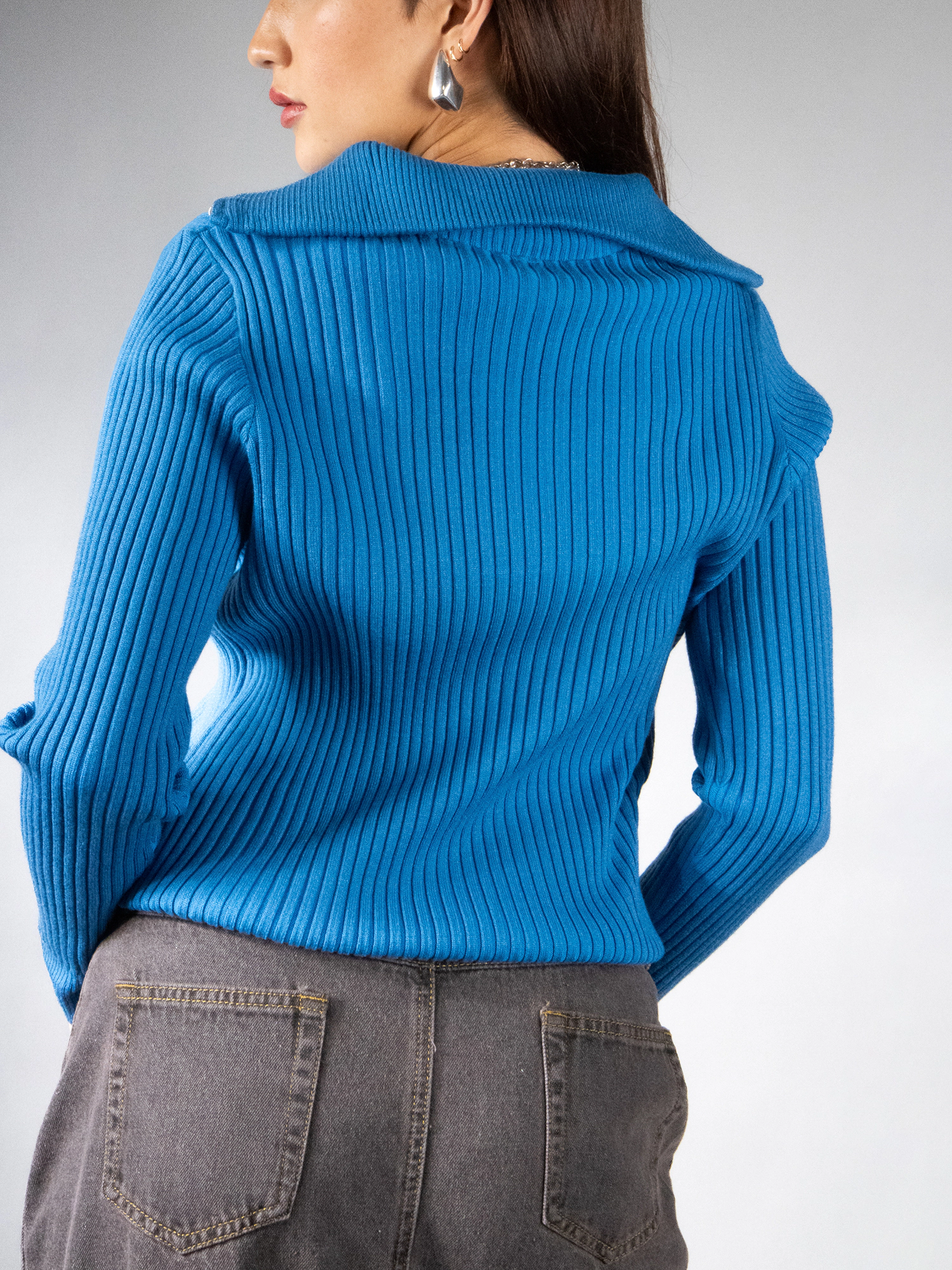 JESS by Meiko Women's Rib Knit Quarter Zip Sweater