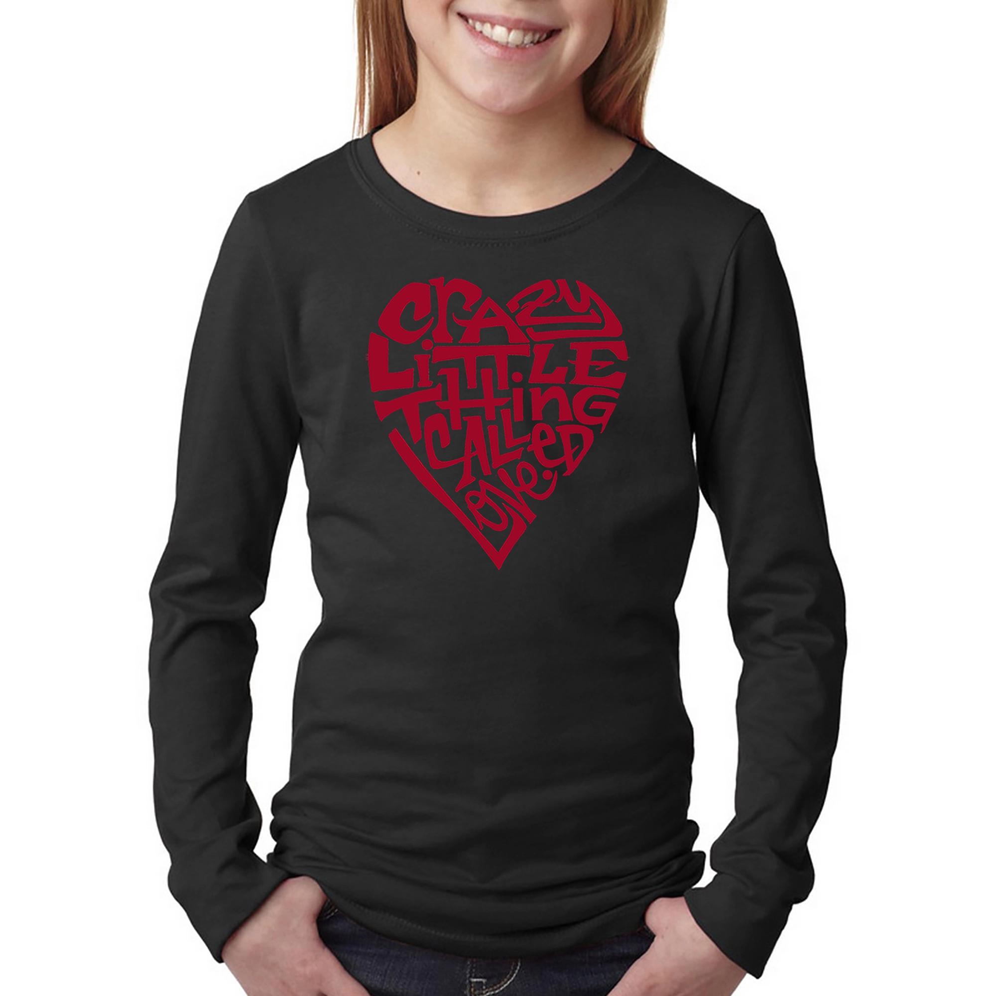 LA Pop Art Girls Long Sleeve Word T-Shirt - Crazy Little Thing Called Love