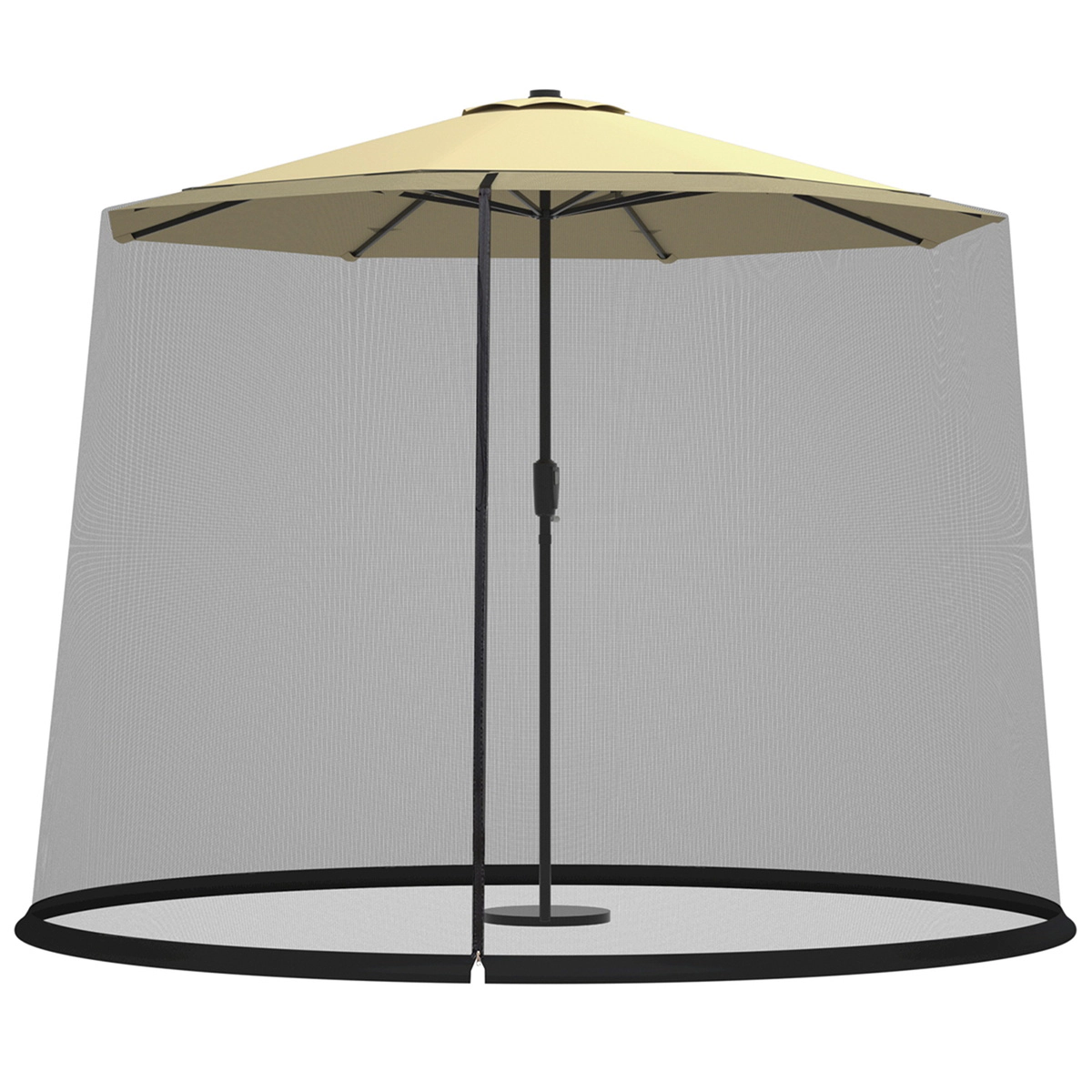 SUGIFT Mesh Umbrella Table Screen Mosquito Bug Insect Net for 9-10 ft Outdoor Umbrellas 7-ft Tall 2.4-lb Black