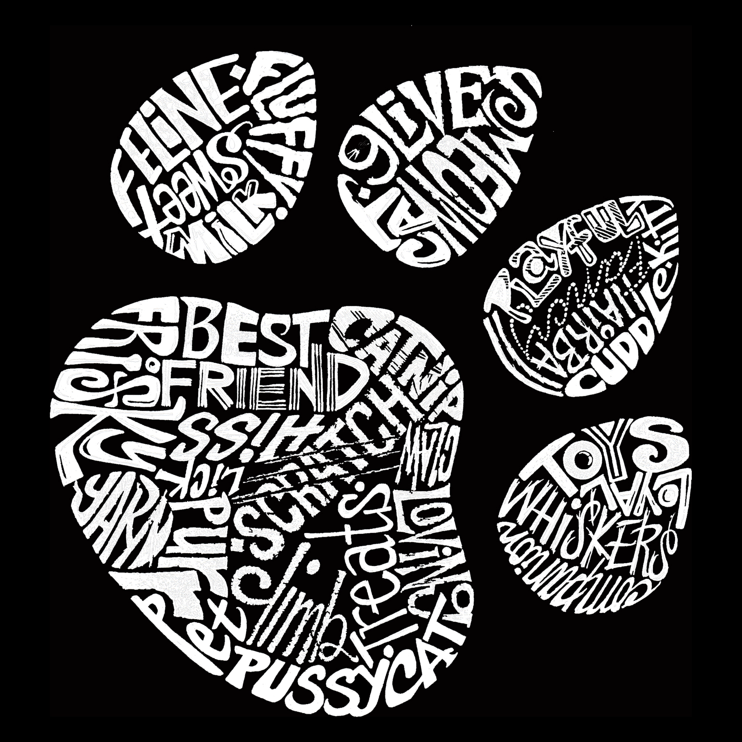 LA Pop Art Cat Paw - Men's Word Hooded Sweatshirt