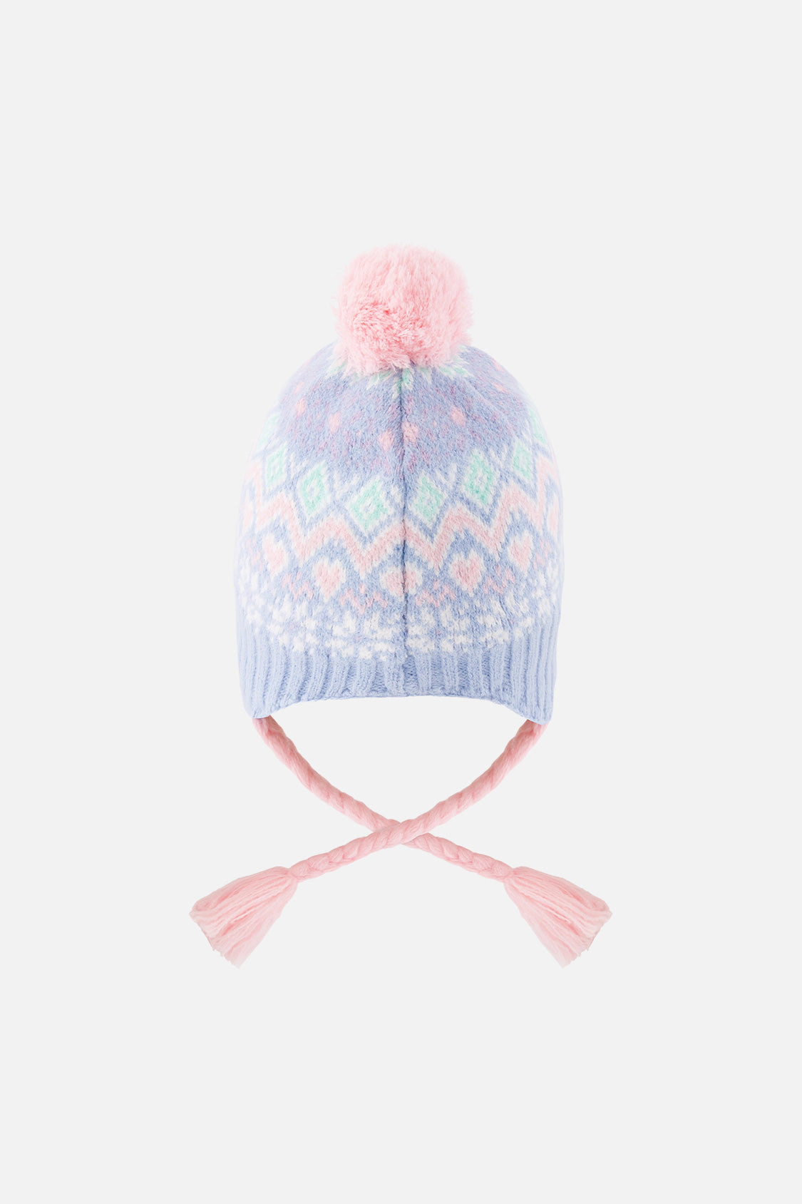 Deux par Girls Fair Isle Winter Peruvian Knit Hat with Pompom