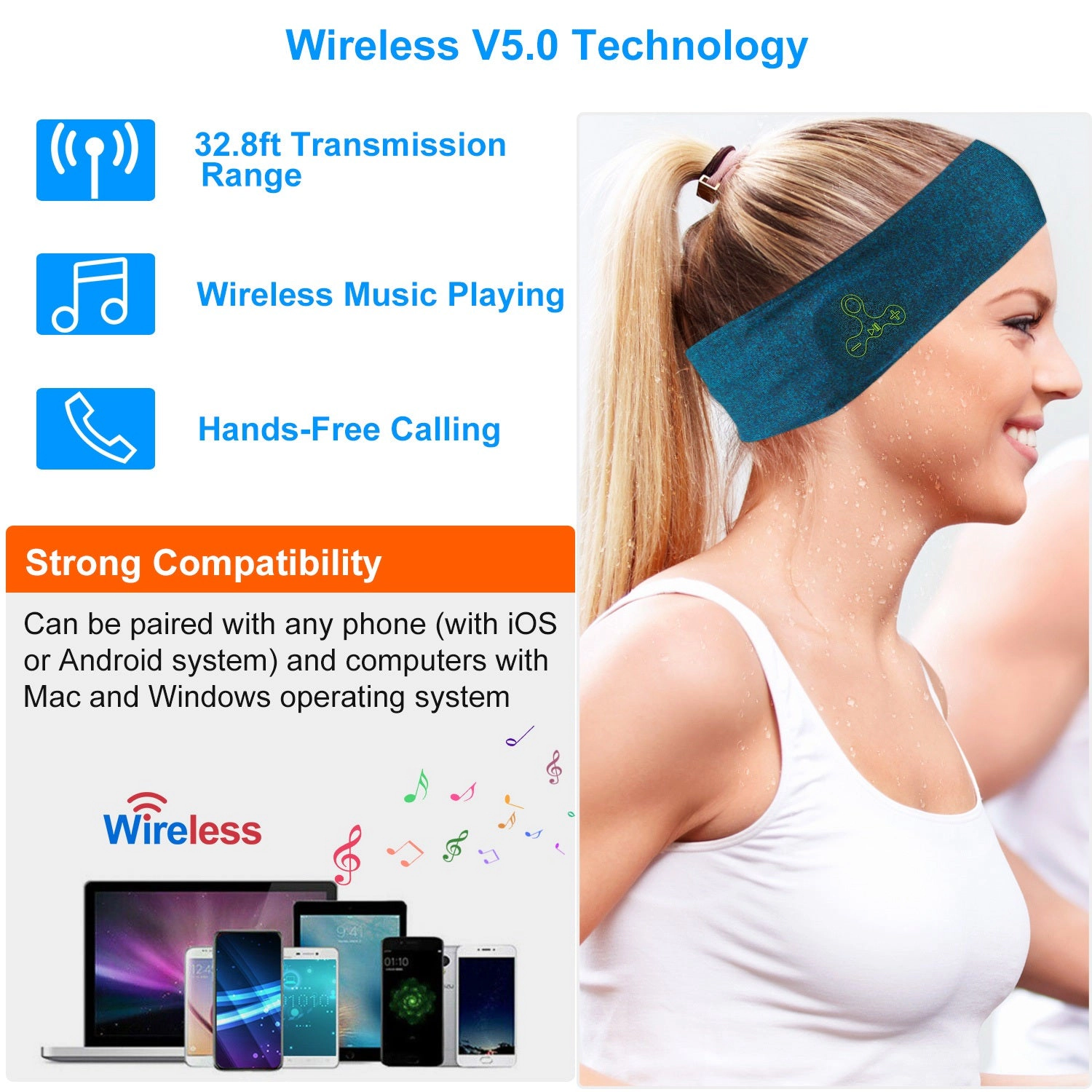GBruno Wireless Sleep Headphones Music Sports Headband