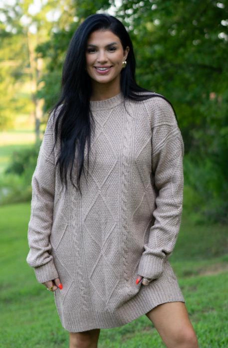 Threaded Pear Women's Aura Cable Knit Sweater Dress