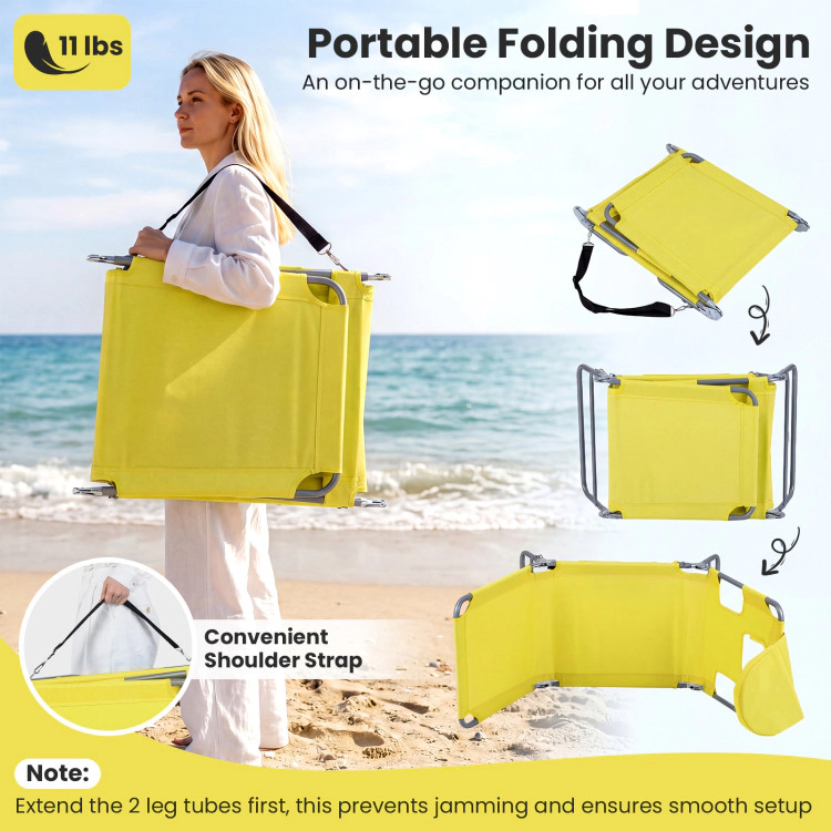 Hivvago Folding Beach Lounge Chair With Adjustable Backrest For Lawn