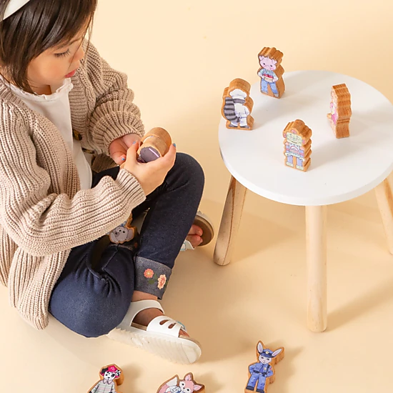 Finger Puppet Robot Duo - Solid Maple Wood, Made in USA