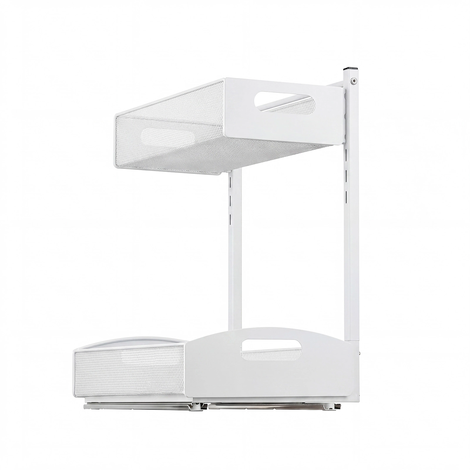 HONGGE Under Sink Organizer 2 Pack 2-Tier Pull Out Cabinet Organizer with 4-Level Height Adjustment Metal Slide Out