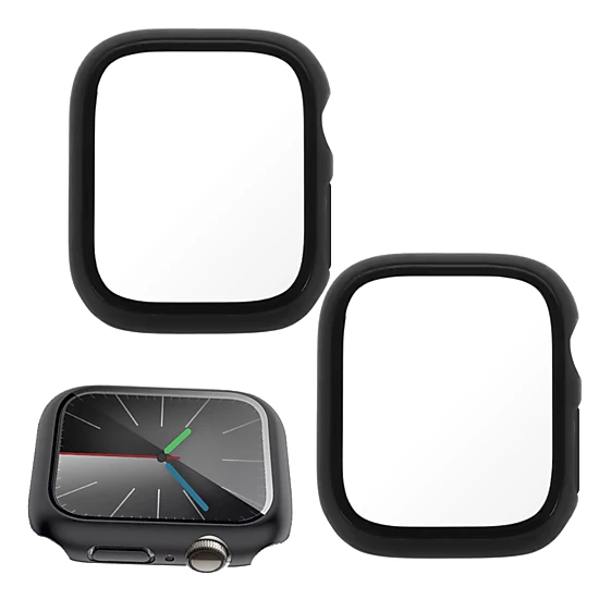Qixxronics for Apple Watch Series 7/8/9 Case 45mm, with Built-in Tempered Glass Screen Protector 2-PACK