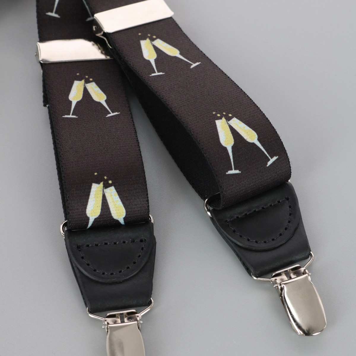 Ascentix Champagne Bottle Print Clip End Suspenders