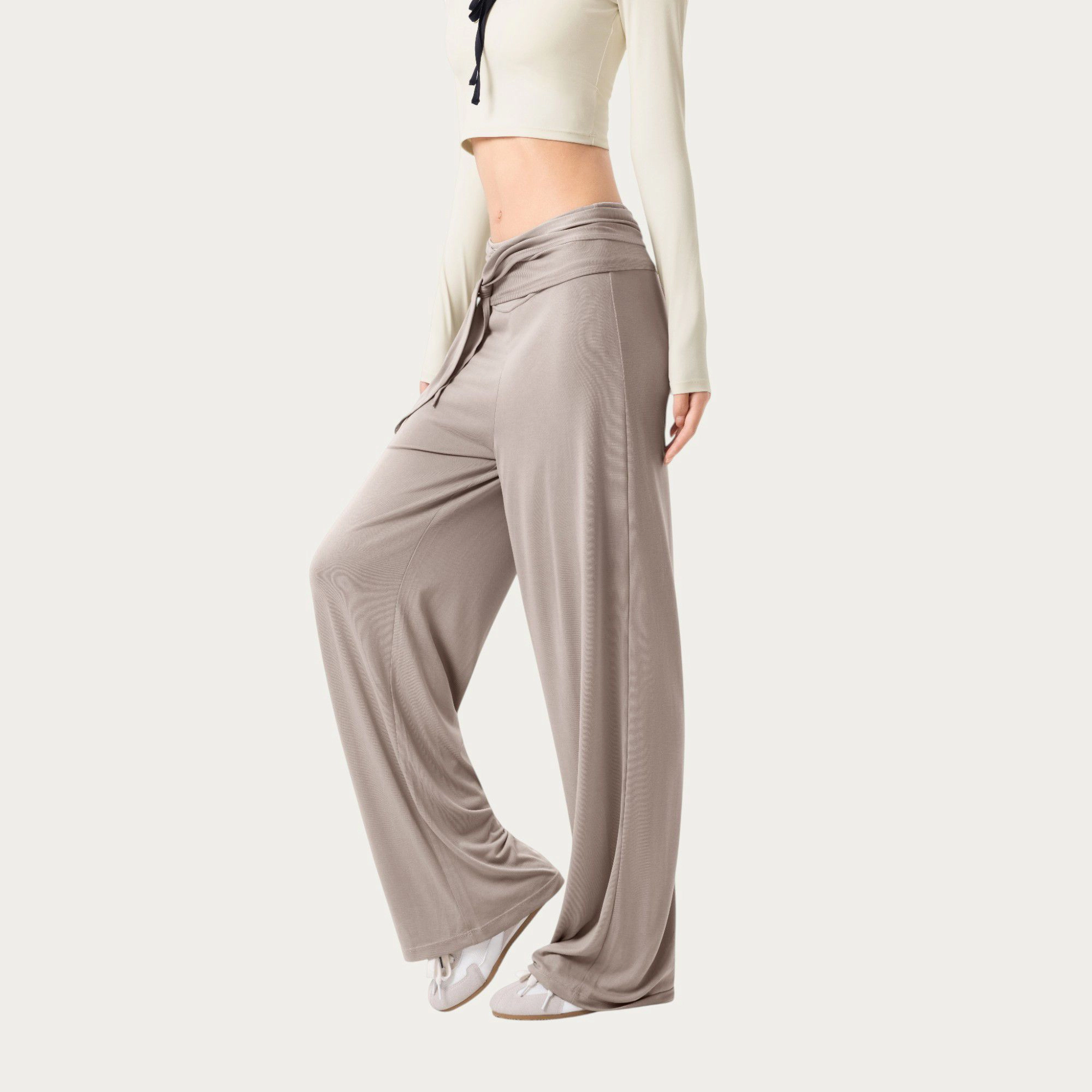 Anna-Kaci Women's Wide-Leg Lounge Pants with Wrap Tie Waistband and Relaxed High-Waist Fit