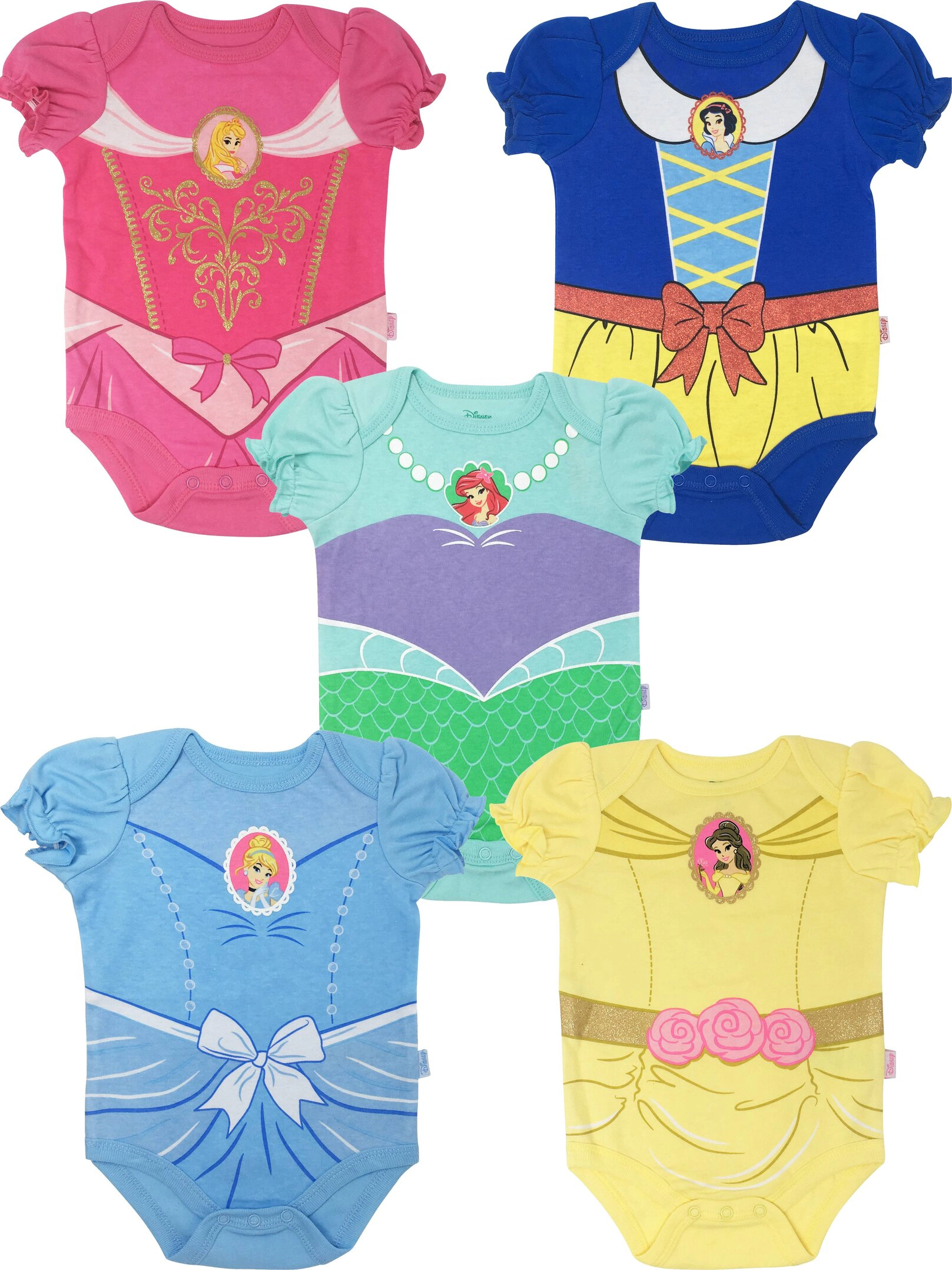 Disney Princess Baby Girls' 5-Pack Bodysuits