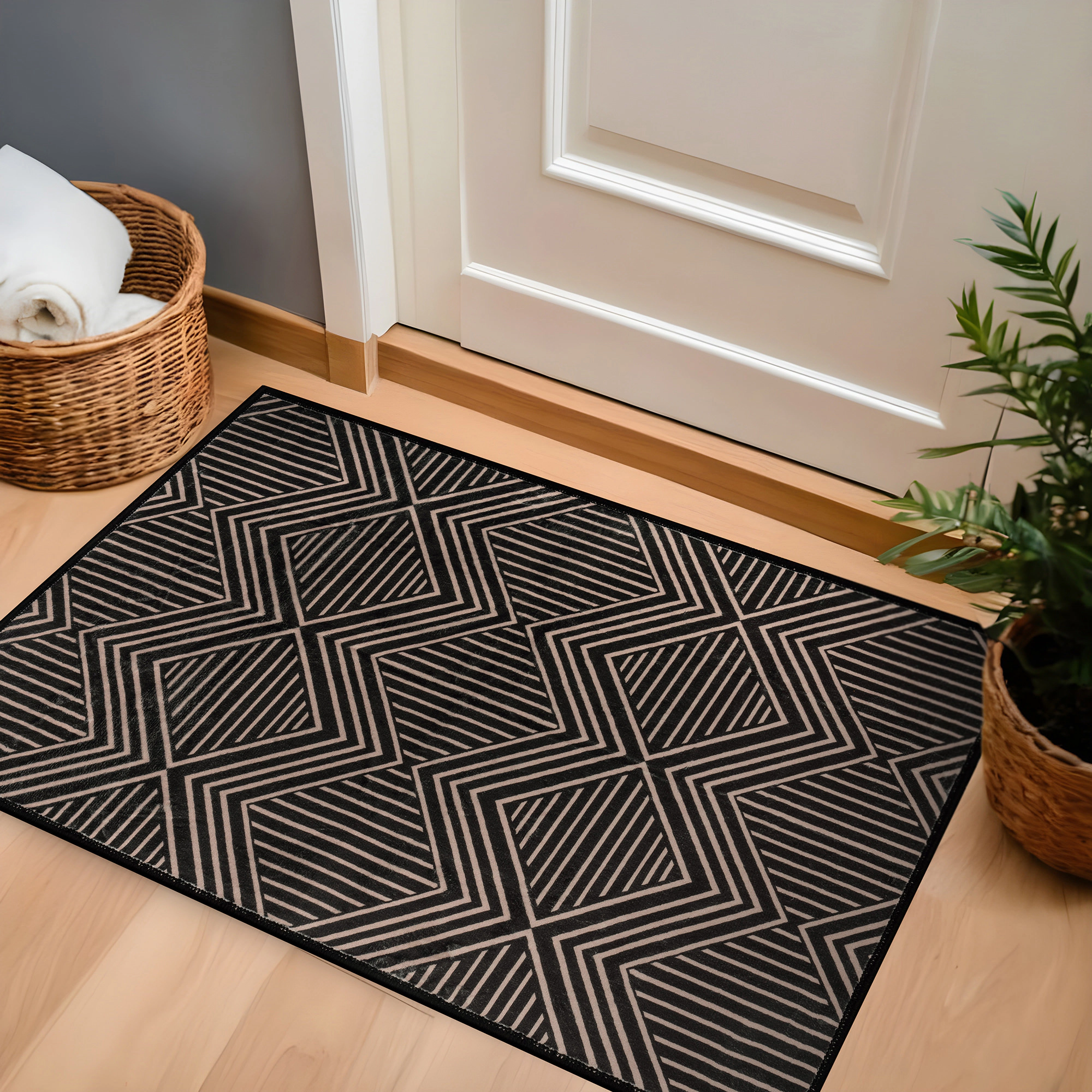 World Rug Gallery Chevron Diamond Machine Washable Indoor Area Rug