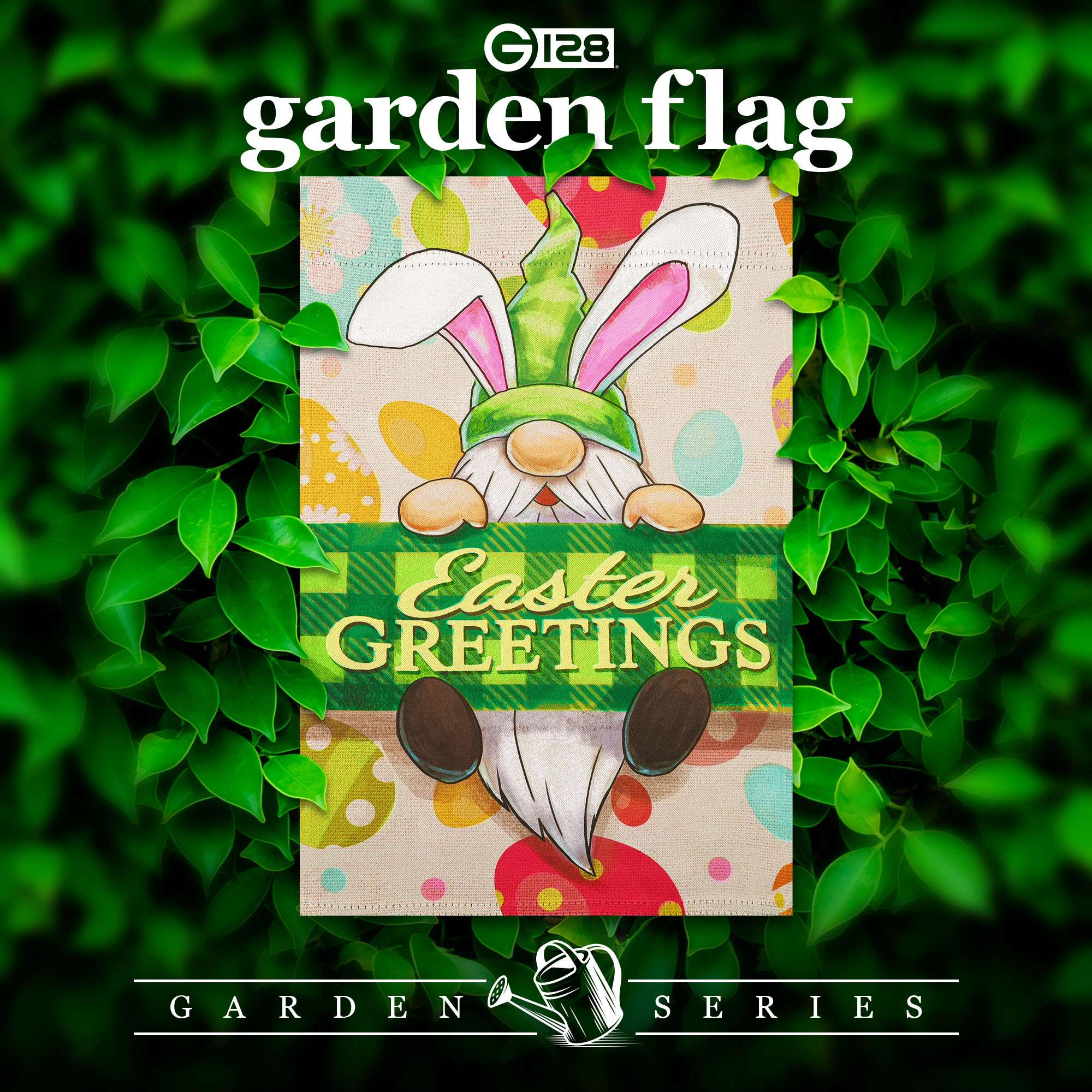 G128 Happy Easter Gnome Garden Flag 12x18 In Double-Sided Spring Yard Decoration