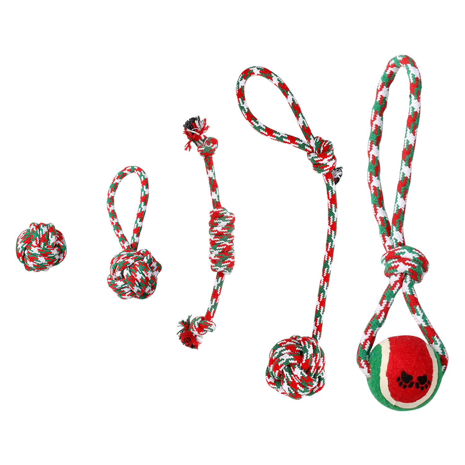 GBruno 5-Piece Christmas Dog Rope Chew Toy Set