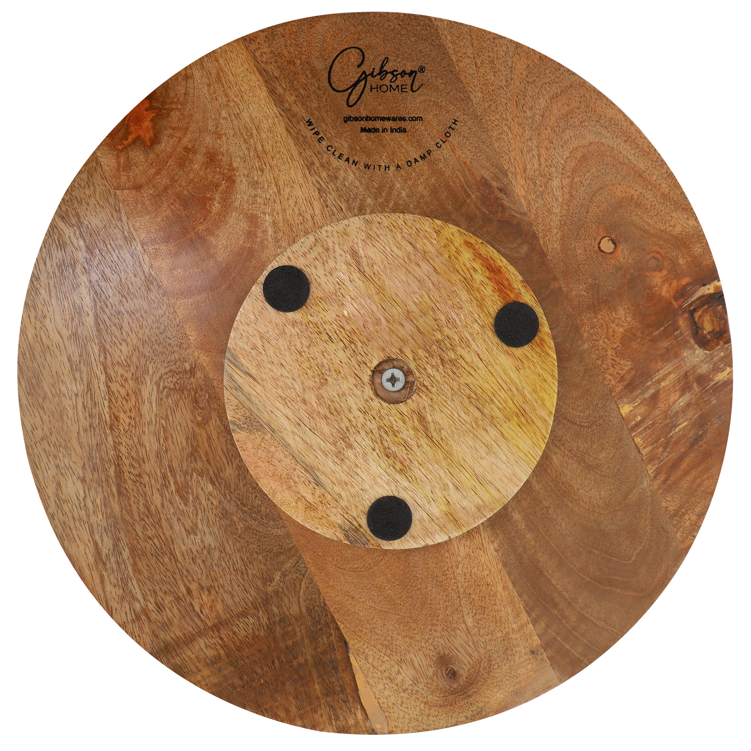 Gibson Home 14 Inch Wood Lazy Susan Serving Board in White