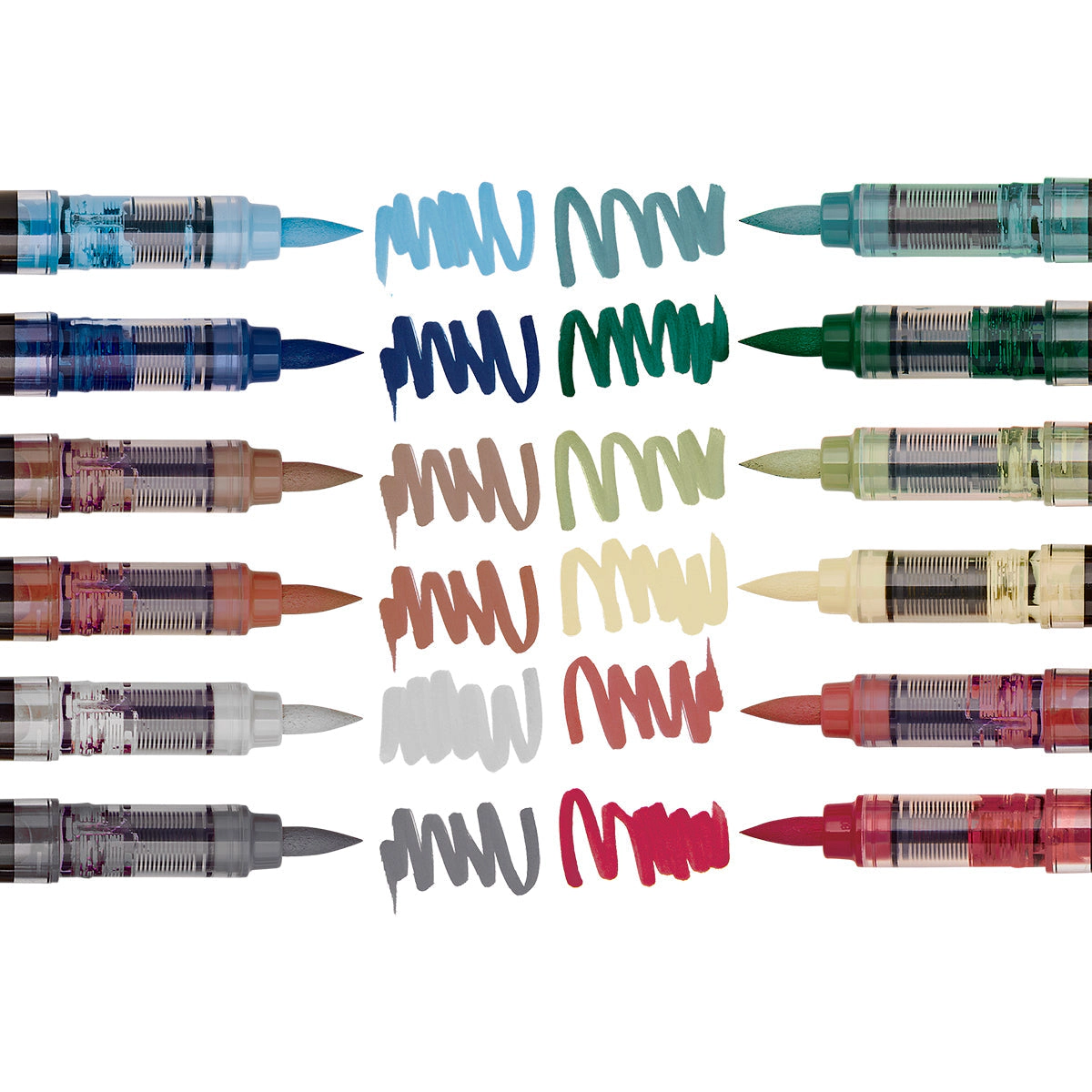 KINGART PRO Acrylic Brush Pens - 12 Earth Tone Colors