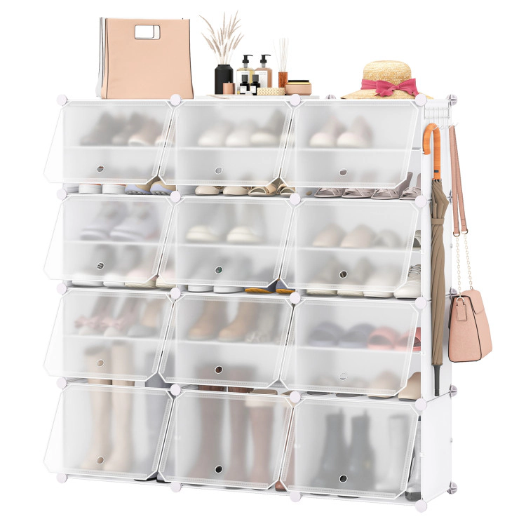 Hivvago 12-Cube 48 Pairs Portable Shoe Shelves with Hook