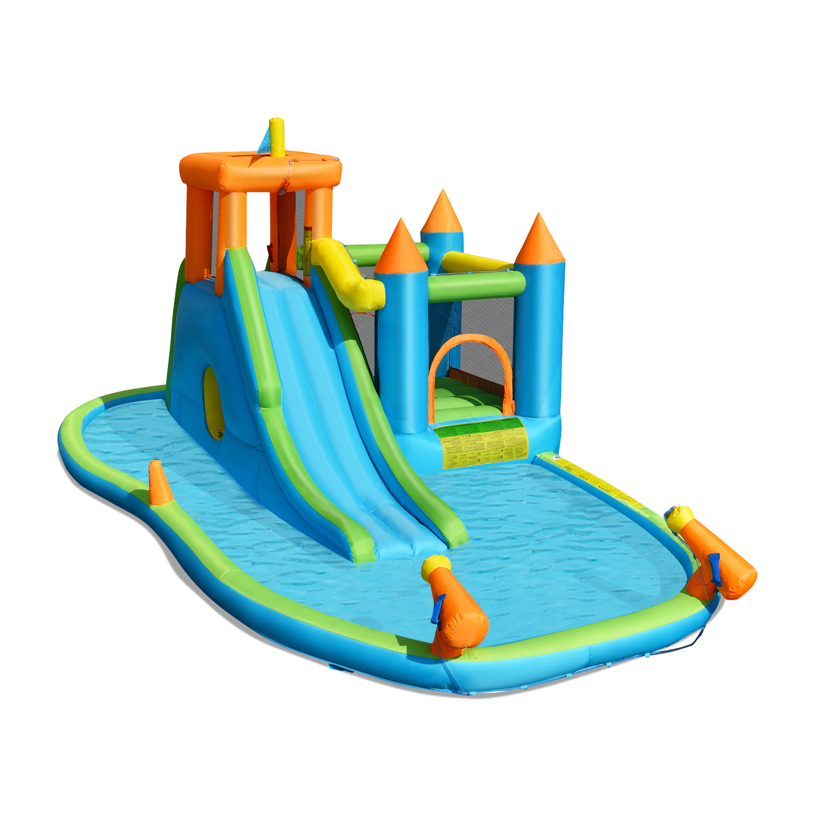 Hivvago Inflatable Water Slide with Bounce House and Splash Pool without Blower for Kids