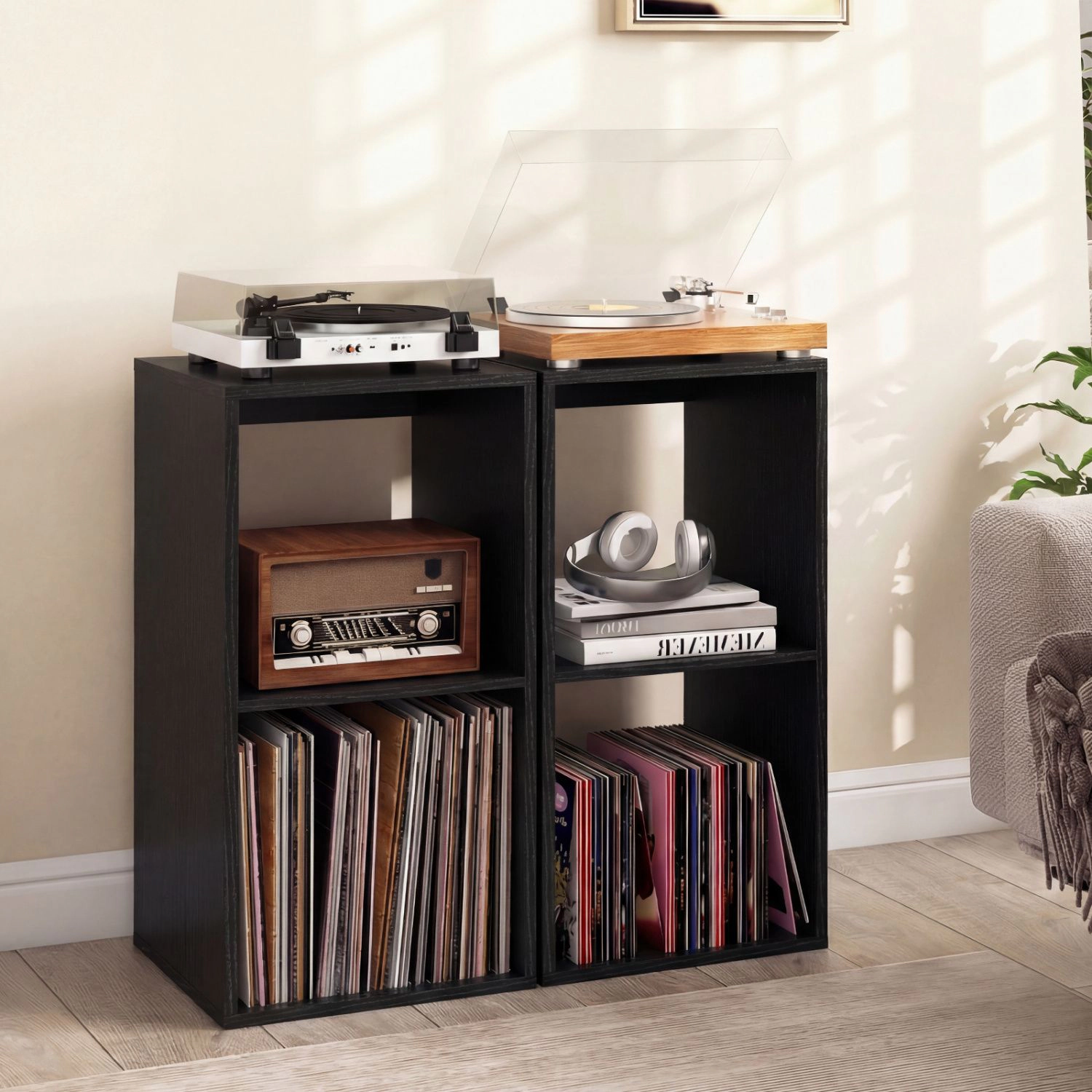 SlickBlue 3 Tier Cube Bookcase Open Back Storage Shelf Organizer for Home Office