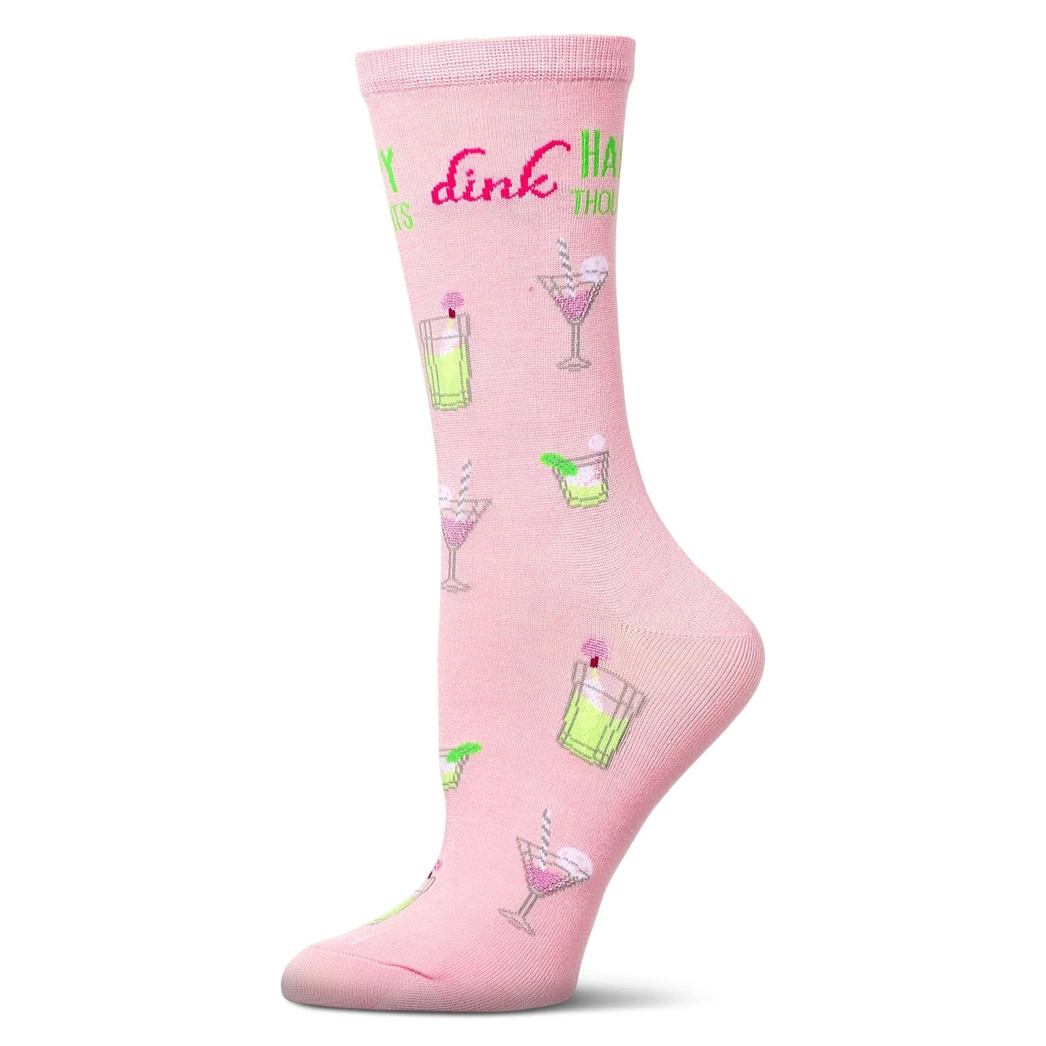 MeMoi Women's Drink Happy Thoughts Rayon From Bamboo Crew Socks