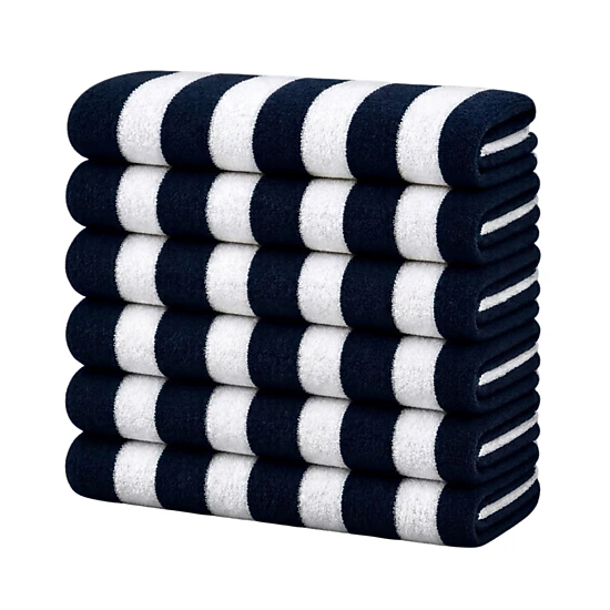 Plazatex Terry Cabana 80% Cotton 20% Polyester Oversized 6 Pack Beach Bath Towel 36" x 66" Navy