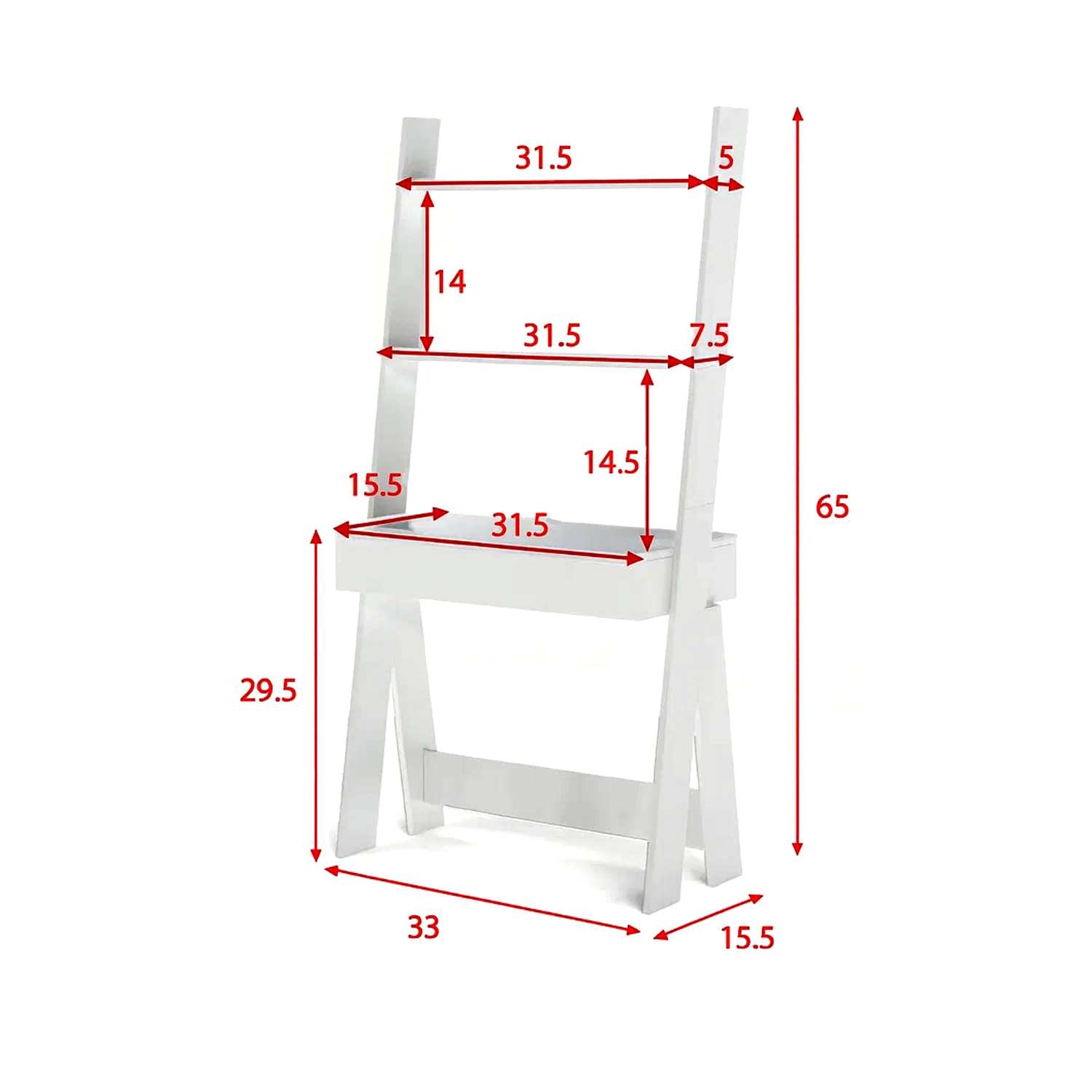 Hivvago Wall-Leaning Ladder Desk With Storage Drawer And Safety Anchor