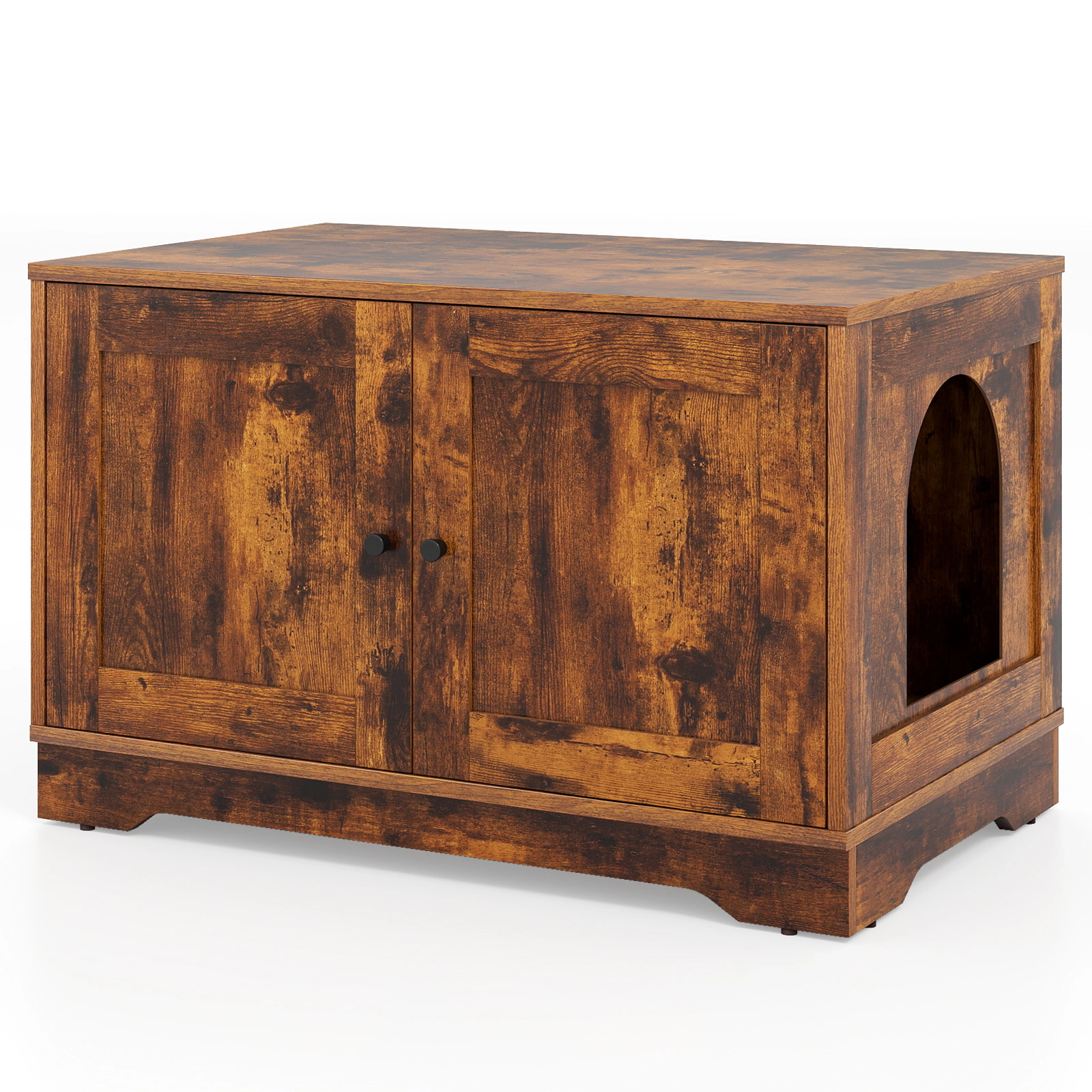 SUGIFT Cat Litter Box Enclosure Furniture Wooden Cat House Side Table 110-lb Tabletop Capacity 88-lb Interior Capacity