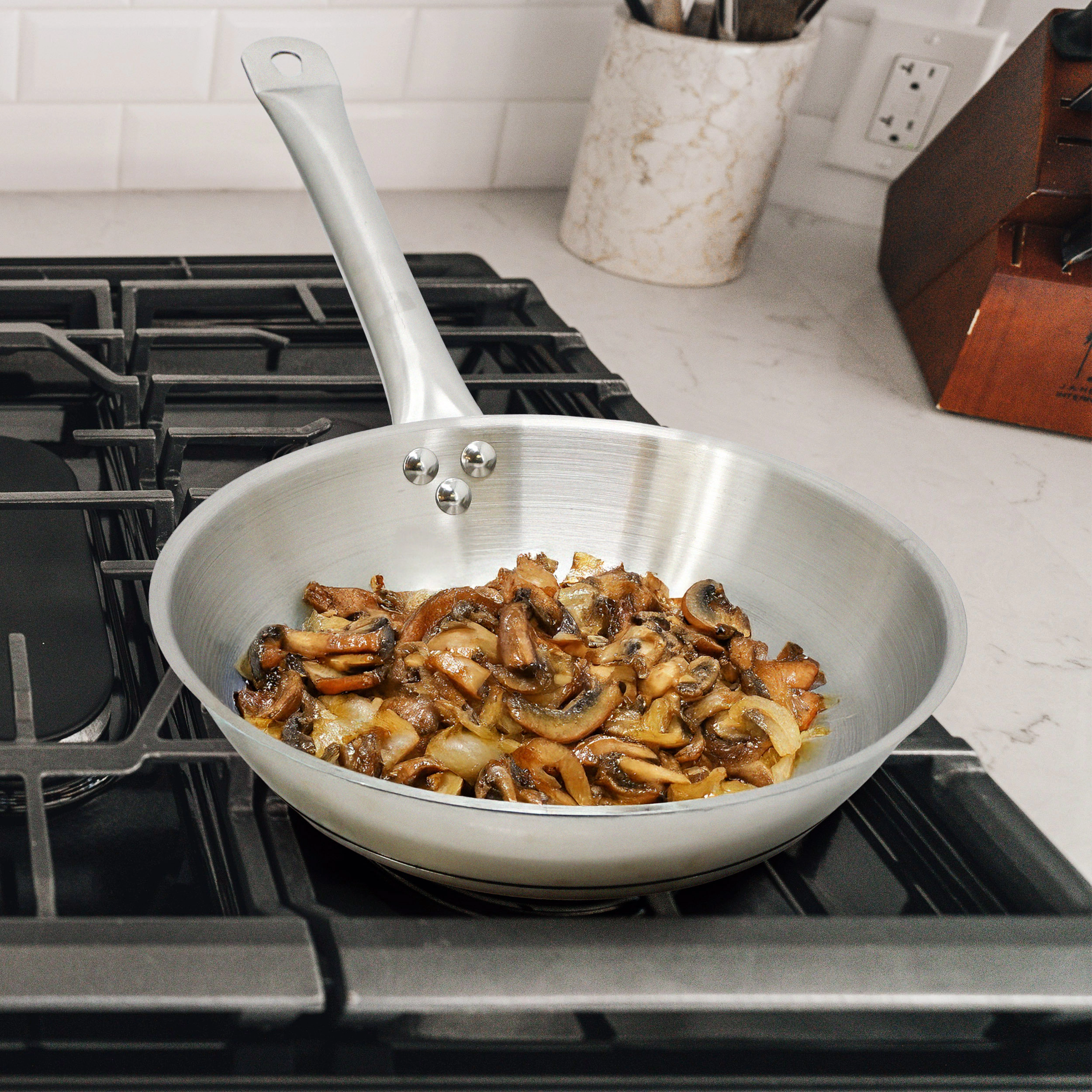MegaChef Professional Kitchen 11 Inch Round Stainless Steel Fry Pan in Silver