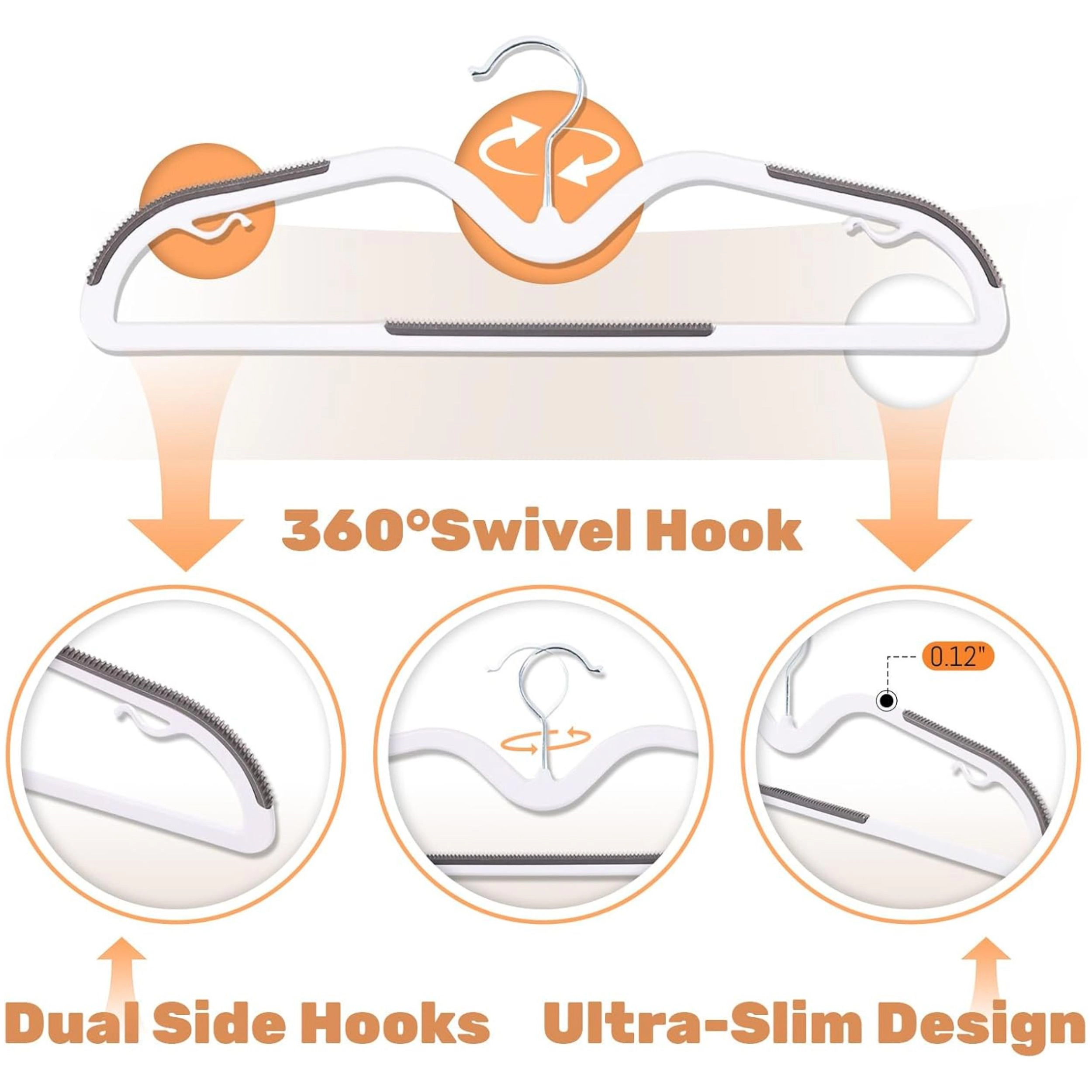 Stock Preferred Pack of 20 Heavy Duty Plastic Clothes Hangers with Non Slip Pads