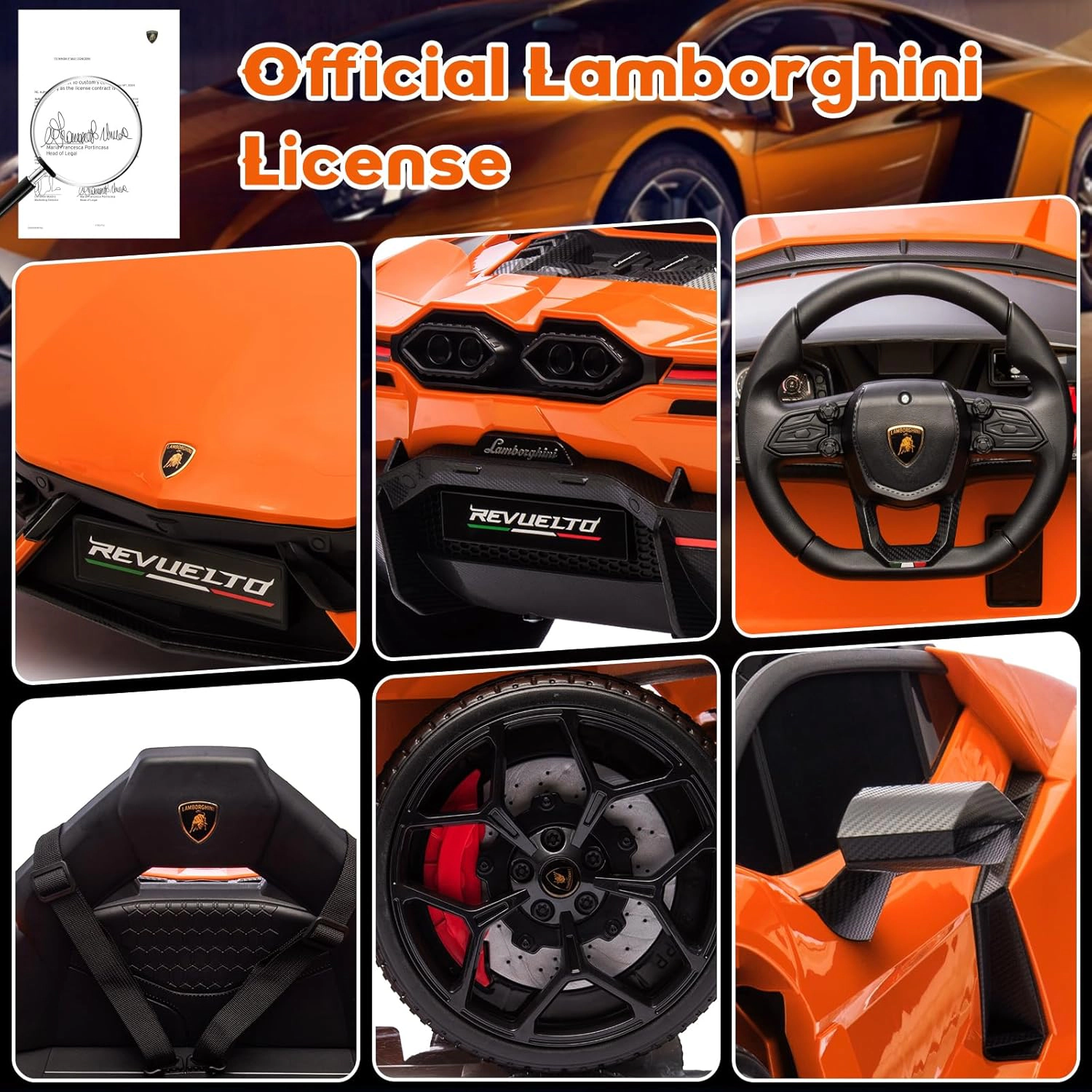 12V Kids Lamborghini Revuelto Ride-On Car, Electric Sports Car Toy with Remote, Bluetooth, Music & LED Lights