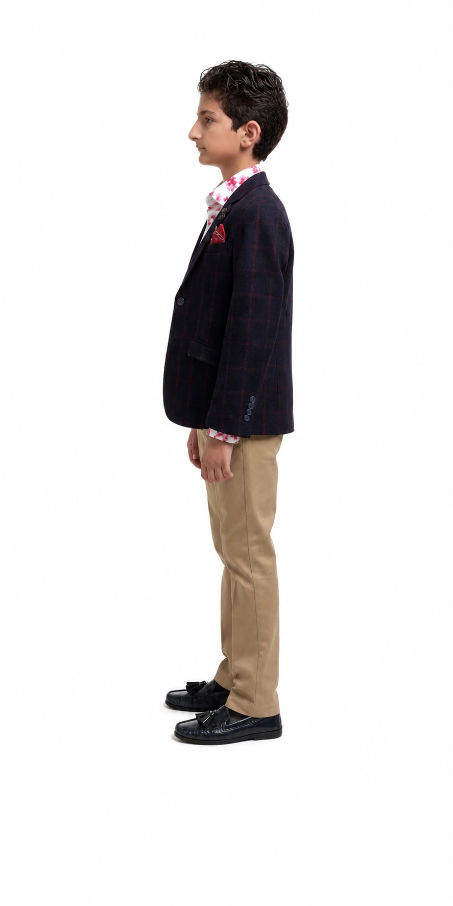 Elie Balleh Boys Slim Fit Plaid Jacket
