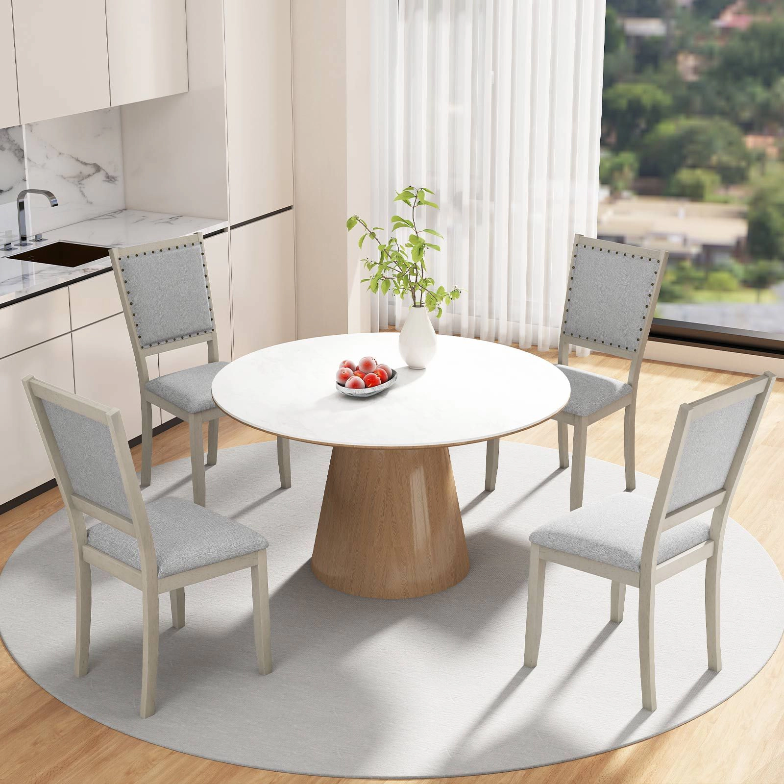 SlickBlue Upholstered Curved Back Dining Chairs Set of 2