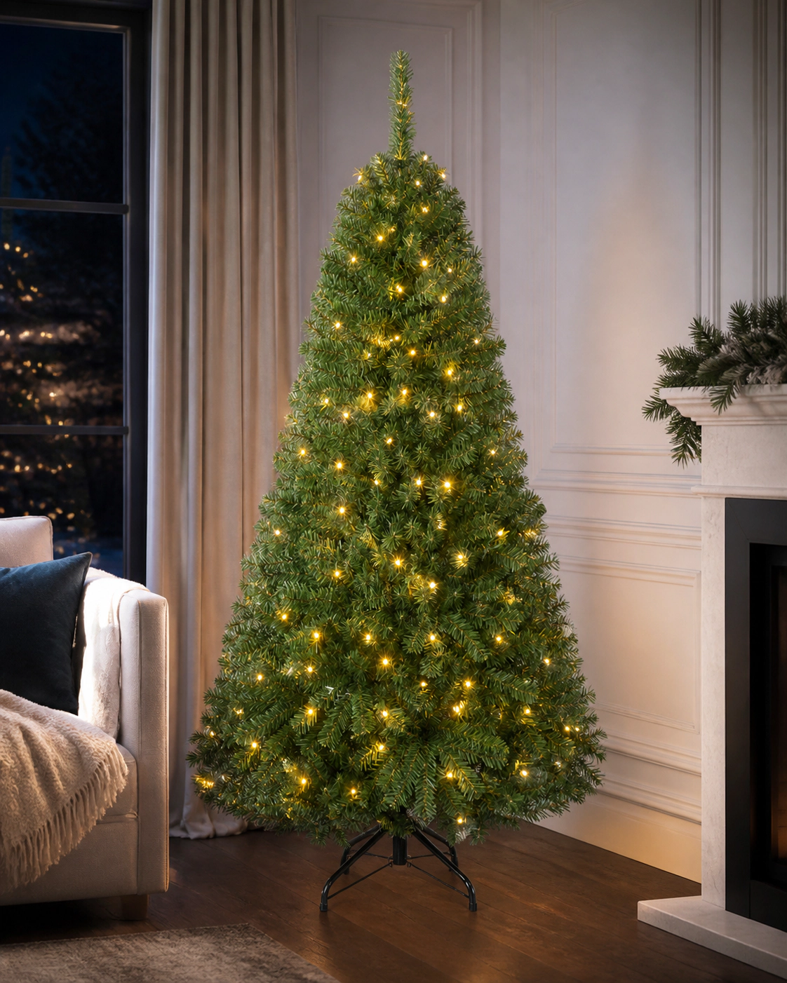 SUGIFT 5-ft Green Pre-Lit Artificial Christmas Tree with 150 LED Lights 11 Modes 600 Tips and Metal Stand
