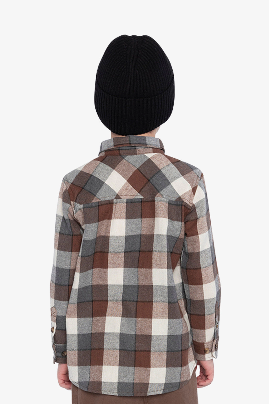 Deux par Boys Button Front Plaid Flannel Shirt with Chest Pocket