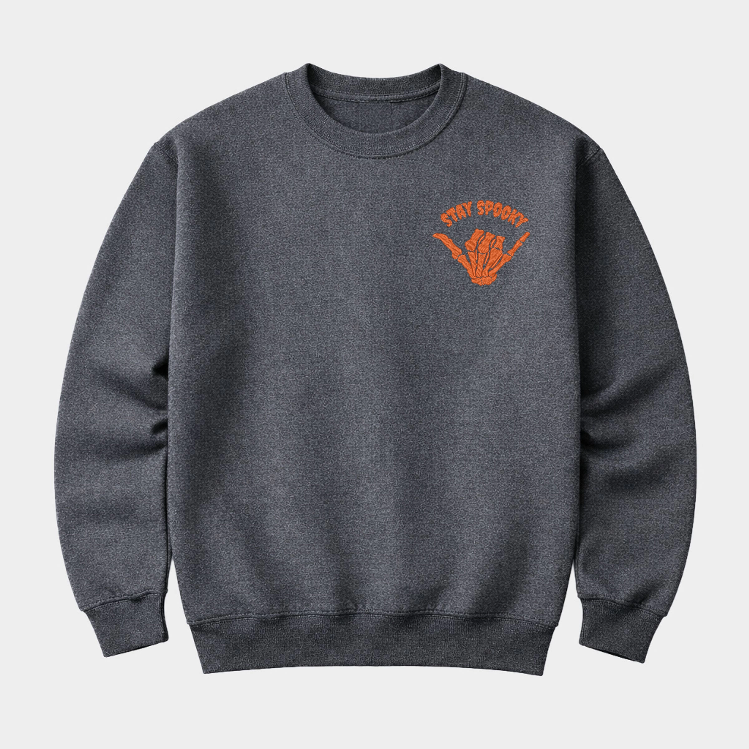 Simply Sage Market - Men's Graphic Sweatshirt Embroidered Stay Spooky Skeleton Mini
