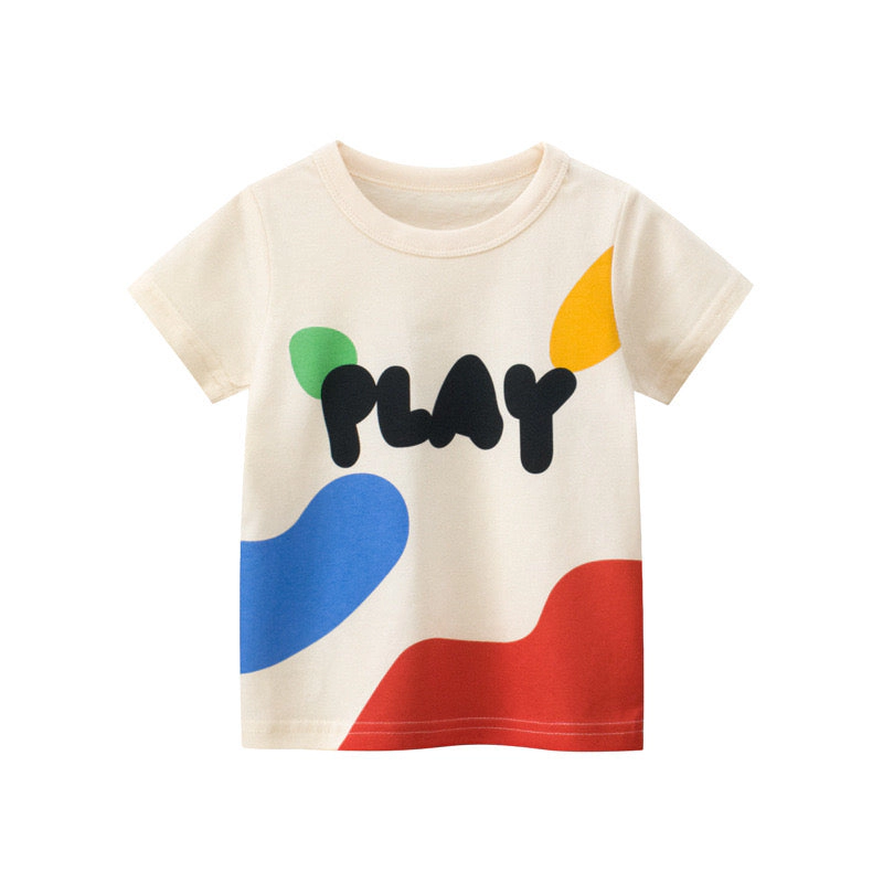 MyKids-USA Girls Letters Print Summer T-Shirt Apricot - Size 2-3