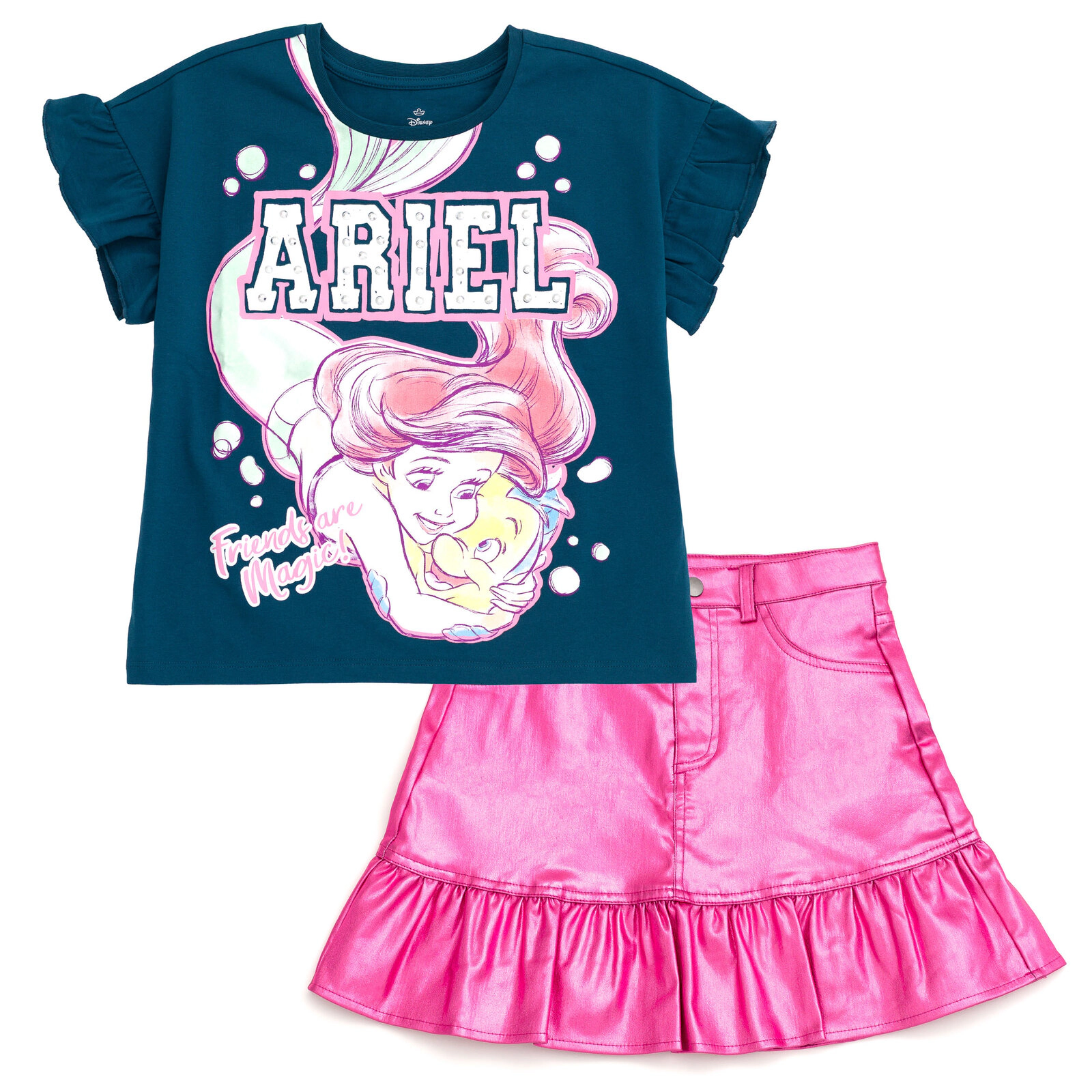 Disney The Little Mermaid Princess Ariel Girls' 2-Piece T-Shirt and Skirt Set