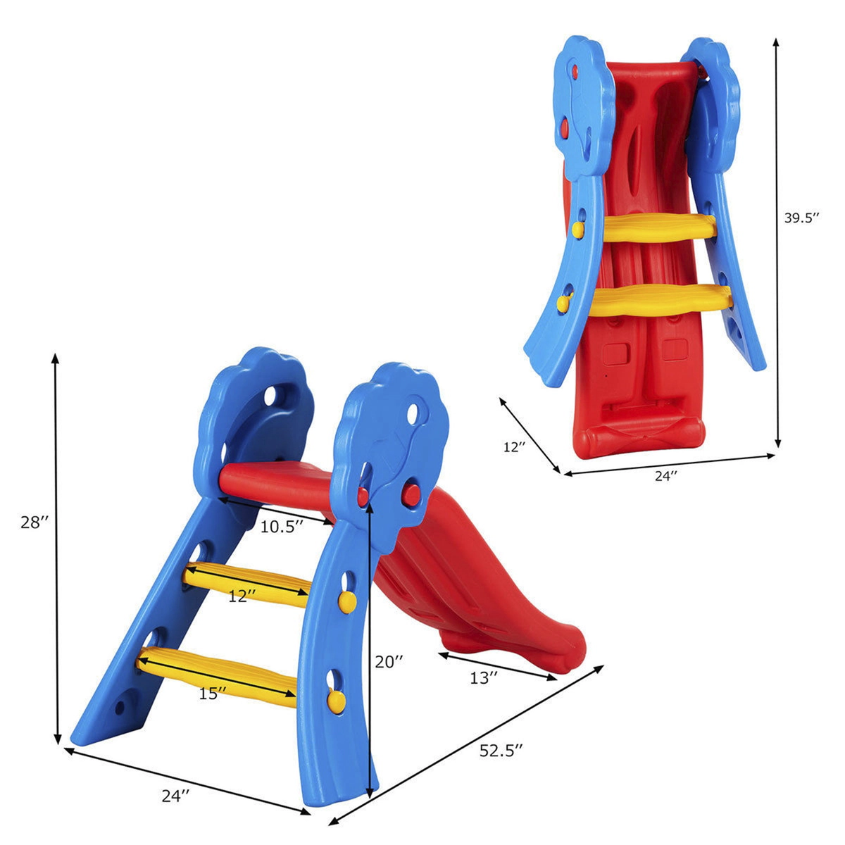 SUGIFT Kids Blue Folding Indoor Outdoor Slide with Easy-Climb Steps 52.5-in W 28-in H 110-lb Child Capacity