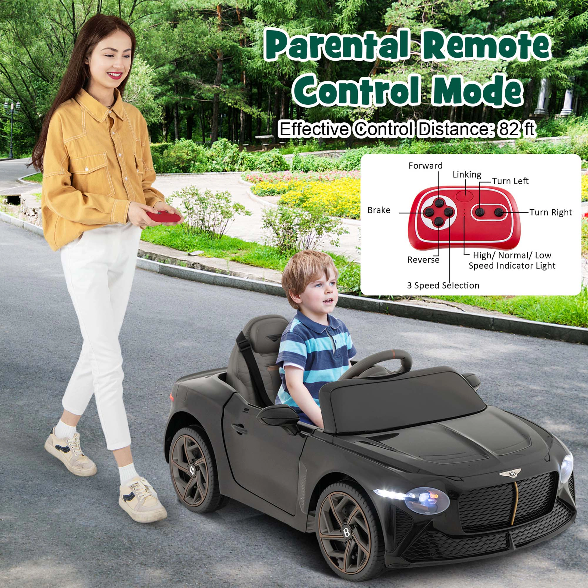 Costway 12V Licensed Bentley Bacalar Kids Electric Ride-on Car with Remote Control White