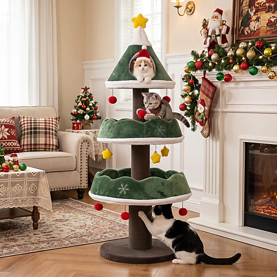 SUGIFT Multi-Level 56.5-in Cat Tree Tower with Fully-Wrapped Scratching ...