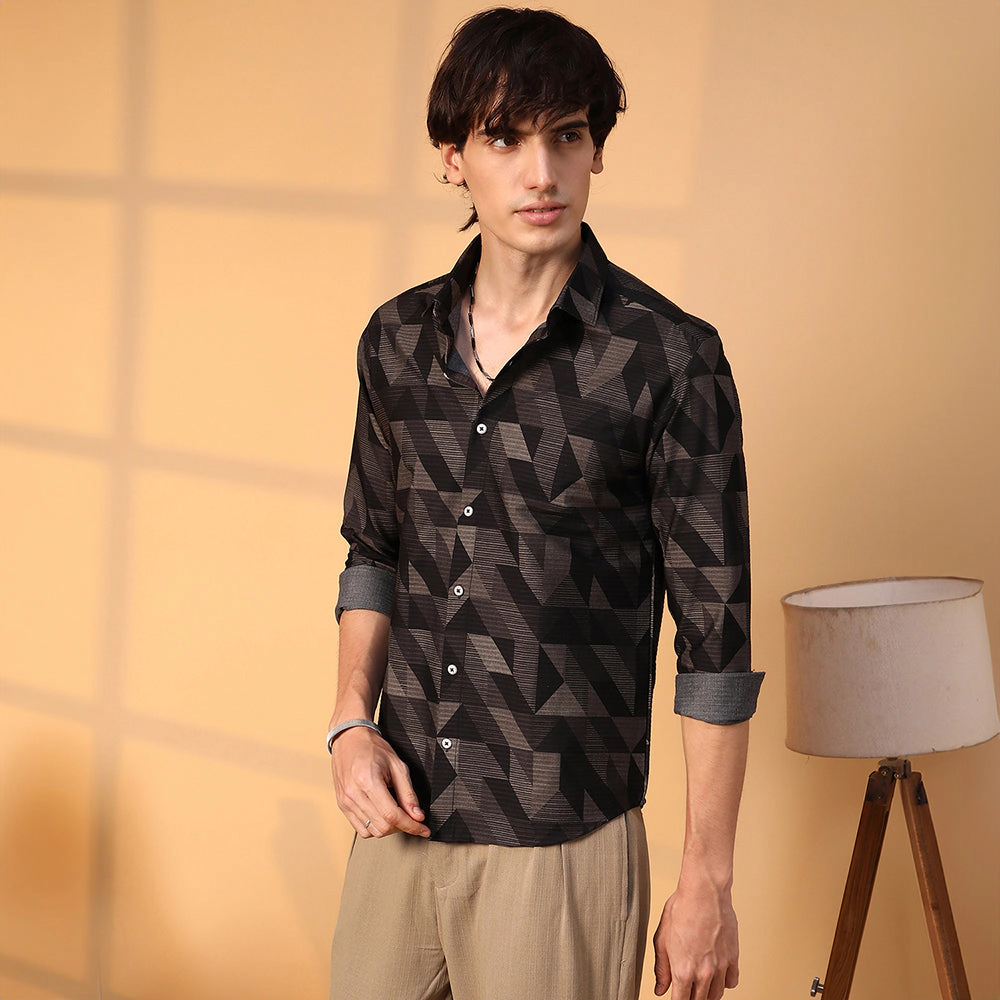 Geometric Seersucker Shirt