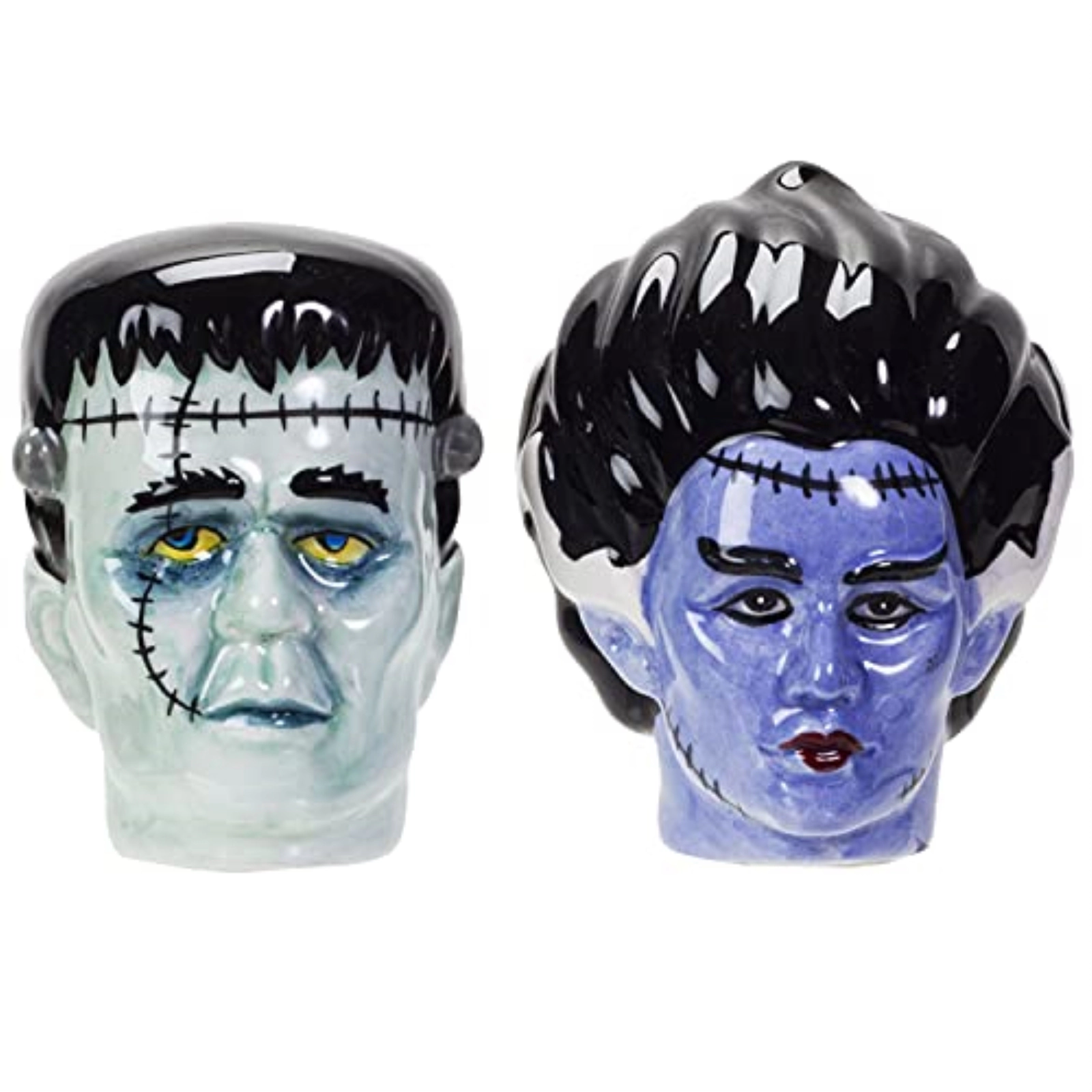 Pacific Giftware Mr and Mrs Frankenstein Magnetic Ceramic Salt and Pepper Shaker Set